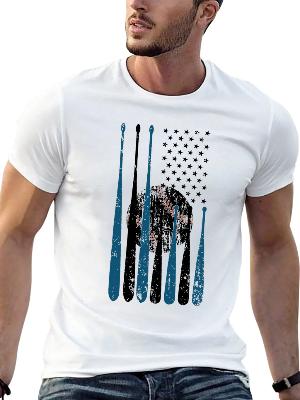 Baseball American Flag T-Shirt