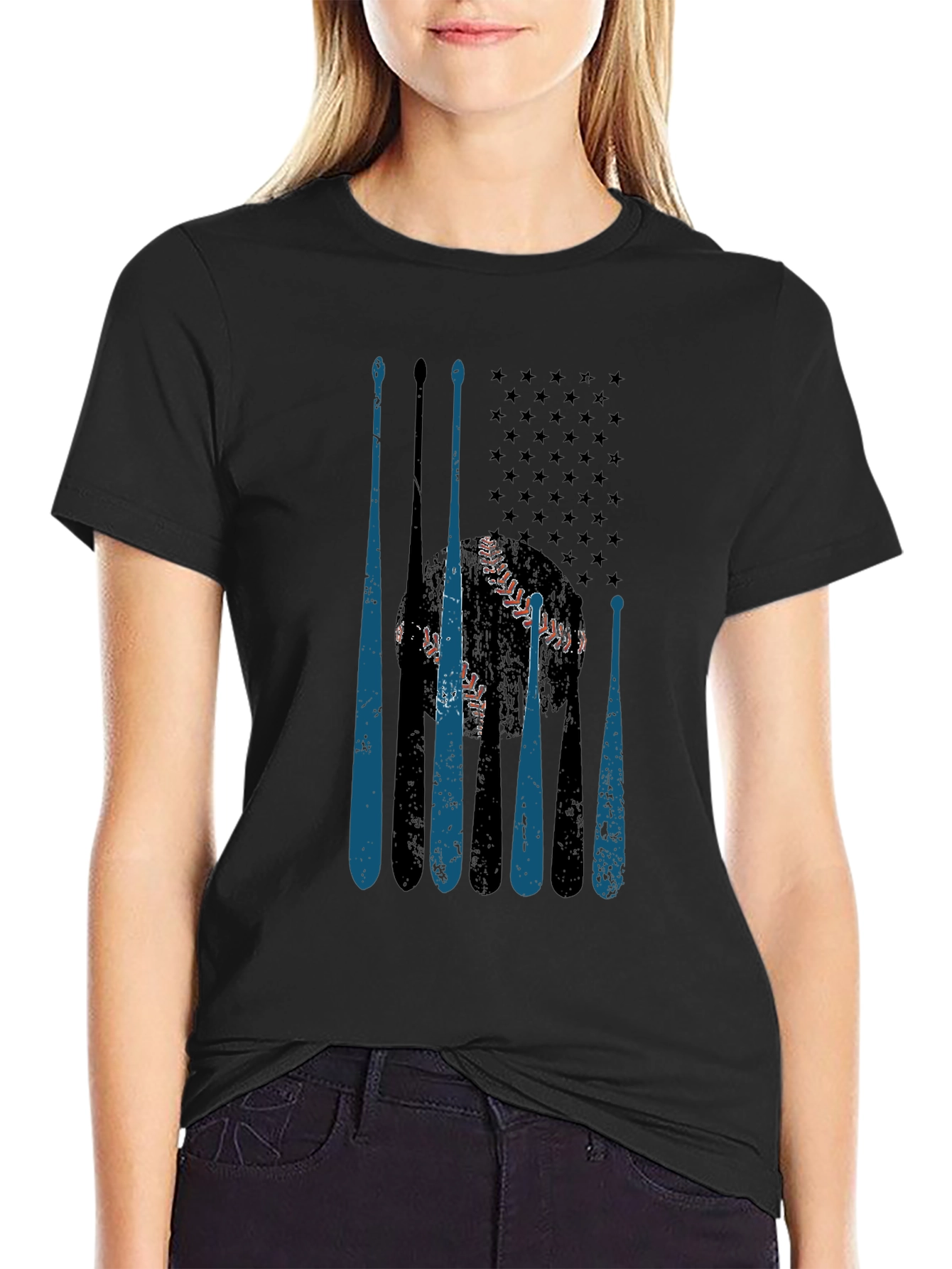 Baseball American Flag T-Shirt