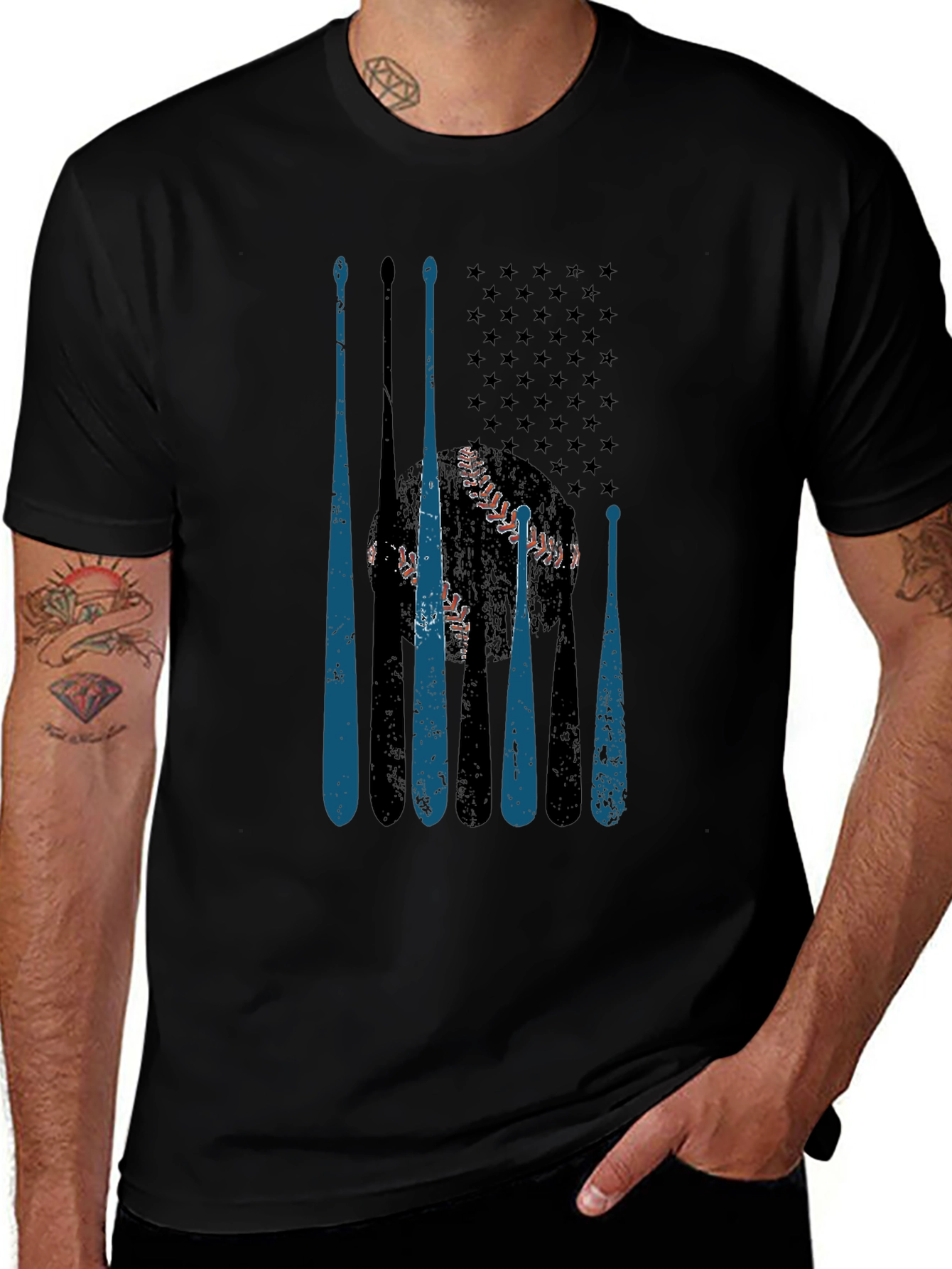 Baseball American Flag T-Shirt
