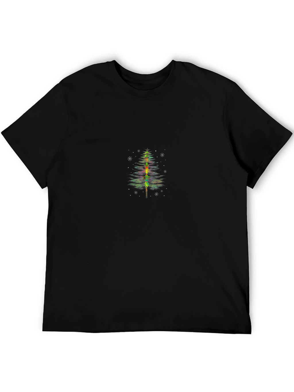 Festive Christmas Tree Graphic Tee - Black