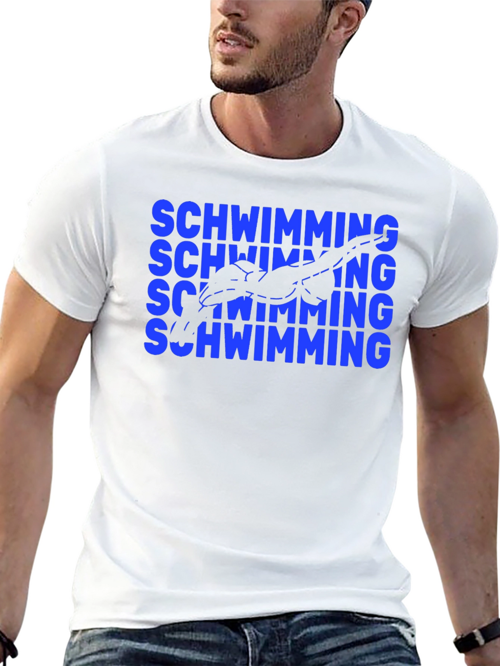 Swimming T-Shirt - Blue Swimmer Design Tee