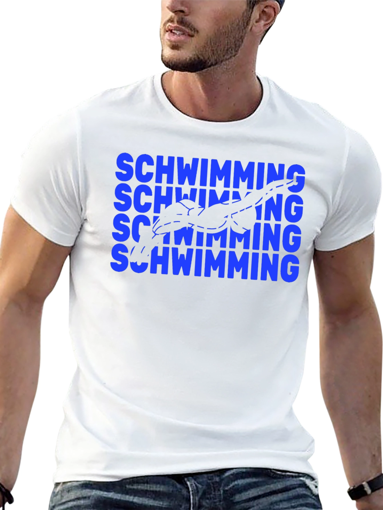 Swimming T-Shirt - Blue Swimmer Design Tee