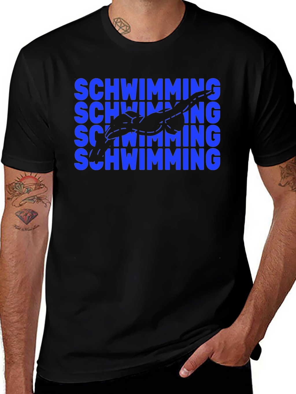 Swimming T-Shirt - Blue Swimmer Design Tee