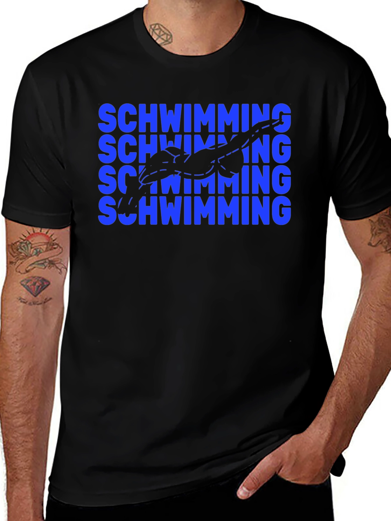 Swimming T-Shirt - Blue Swimmer Design Tee