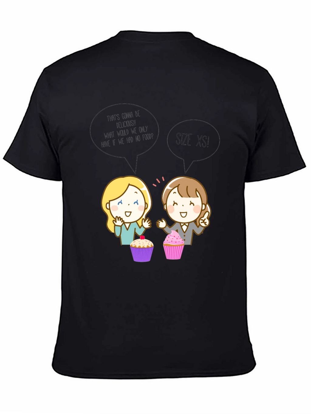 Funny Cartoon Cupcake T-Shirt - Size XS