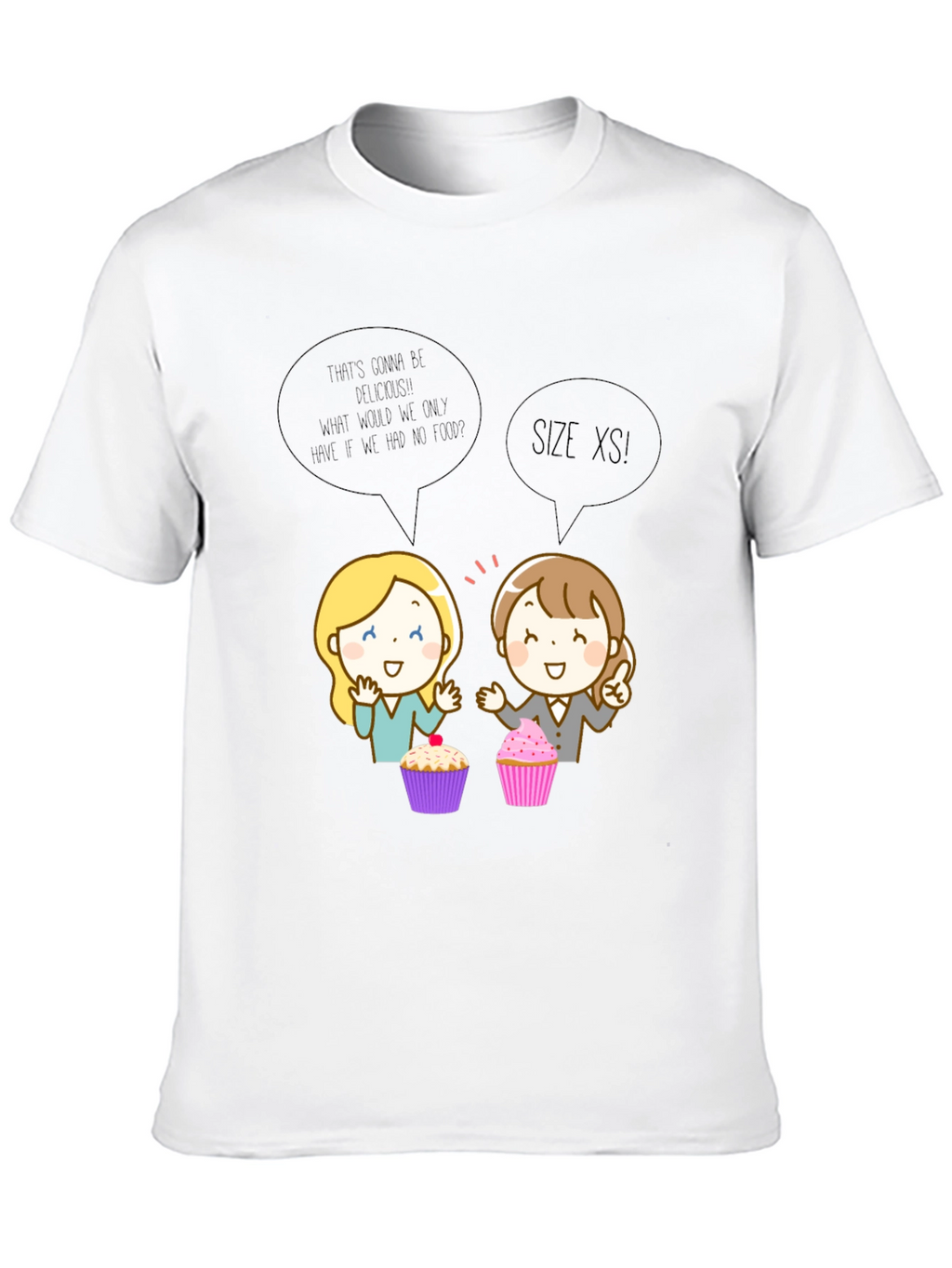 Funny Cartoon Cupcake T-Shirt - Size XS