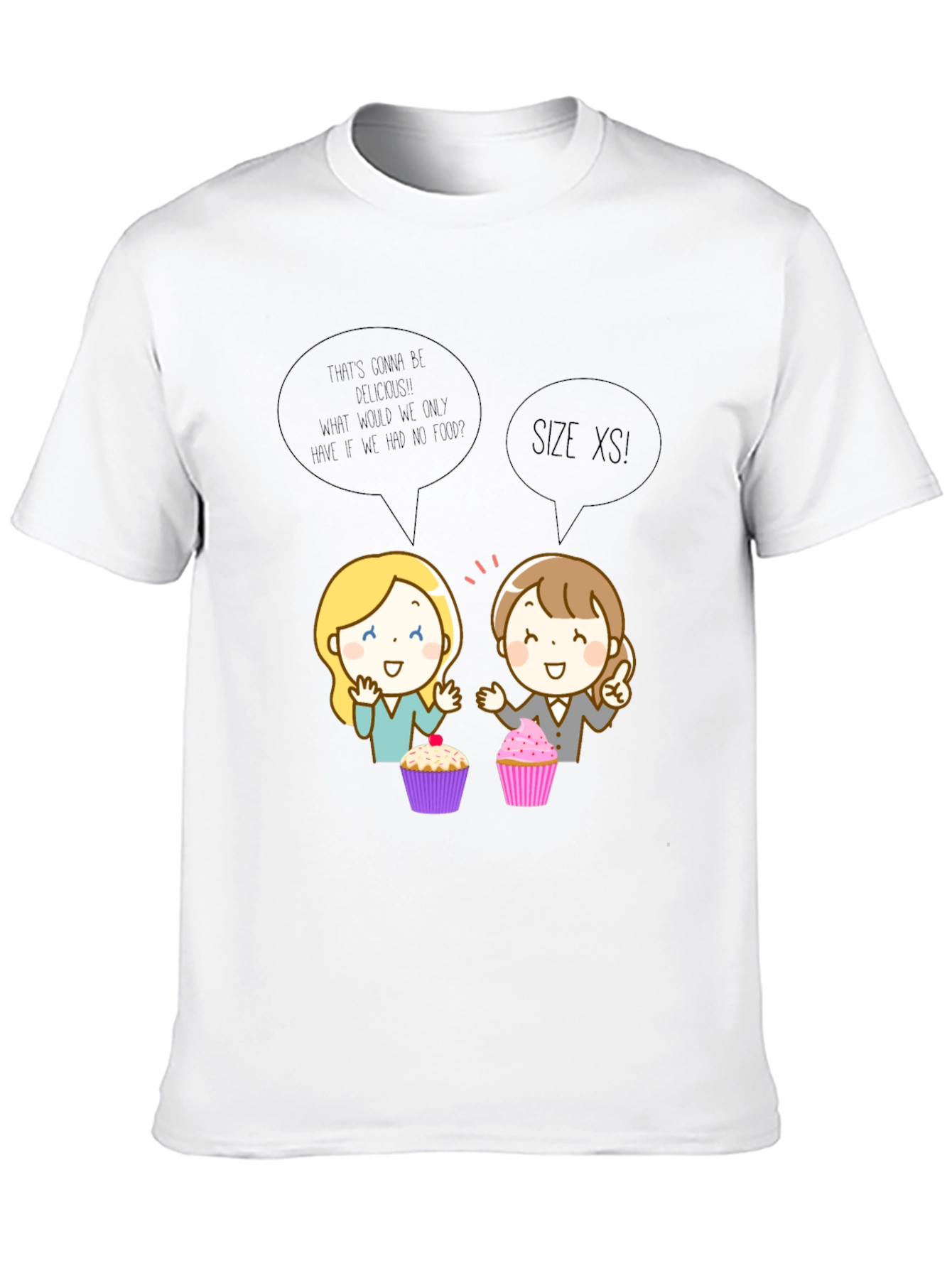 Funny Cartoon Cupcake T-Shirt - Size XS