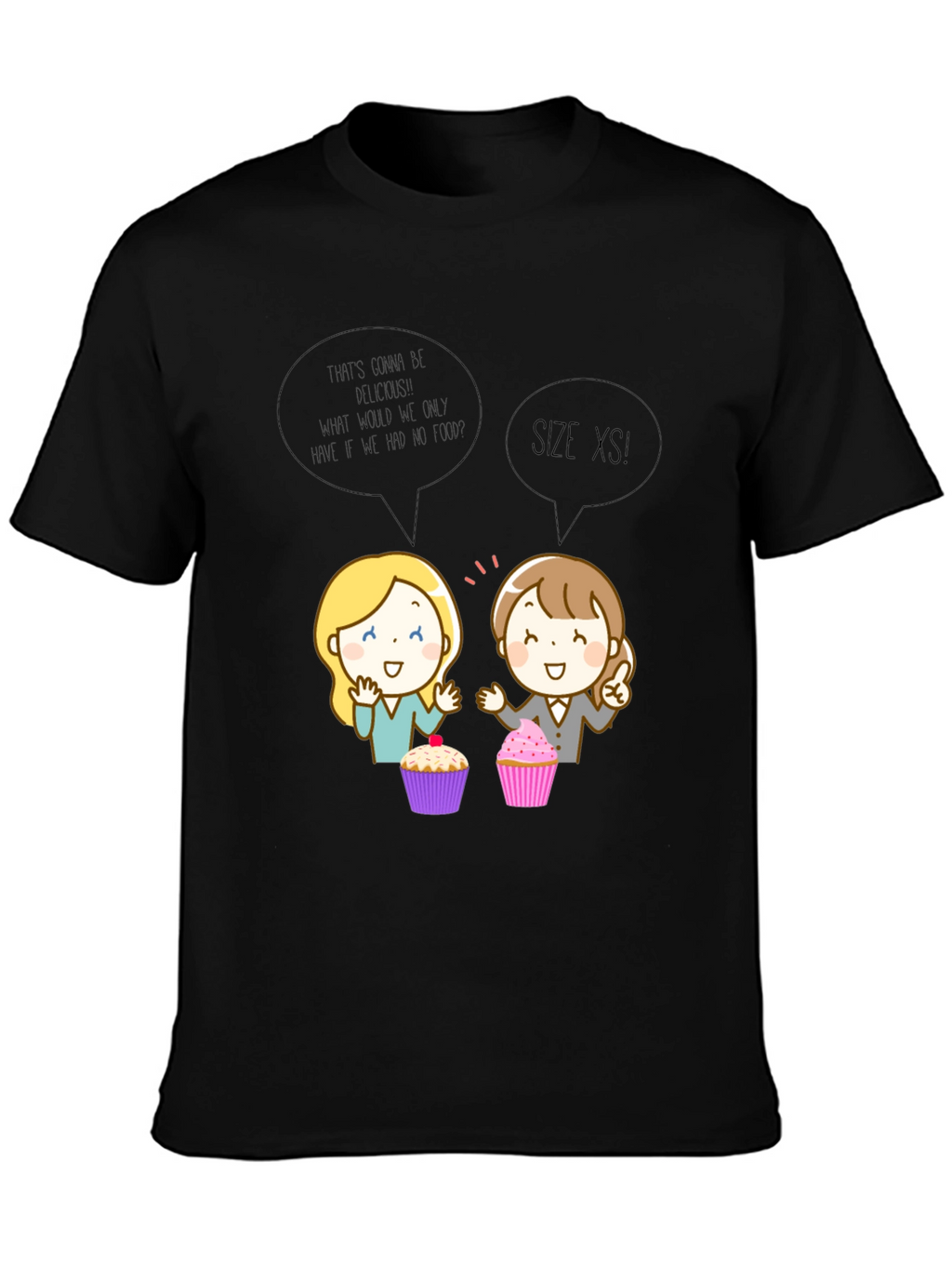 Funny Cartoon Cupcake T-Shirt - Size XS
