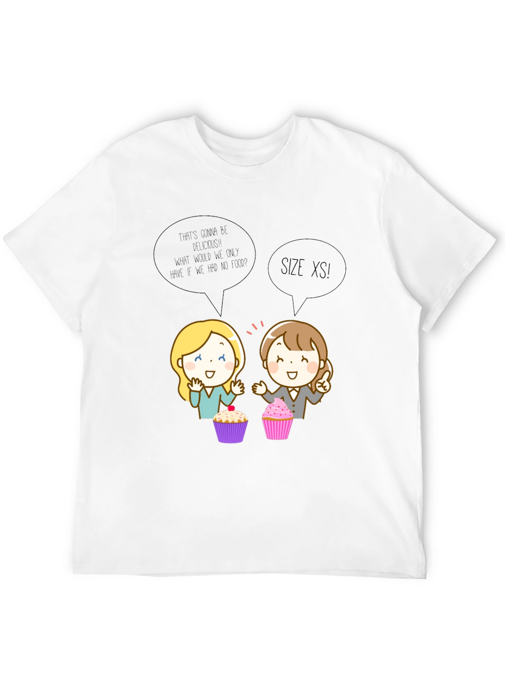 Funny Cartoon Cupcake T-Shirt - Size XS
