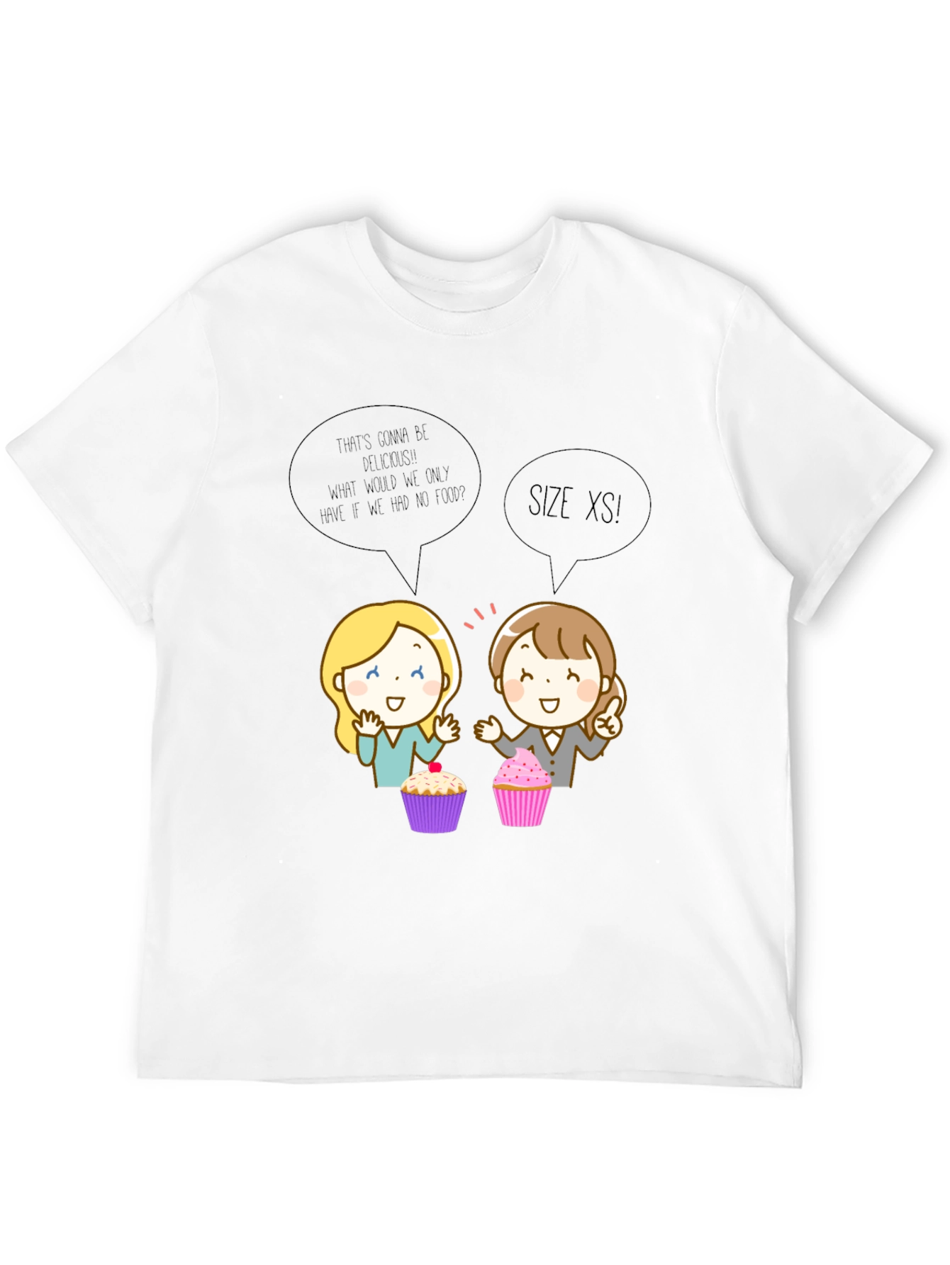 Funny Cartoon Cupcake T-Shirt - Size XS