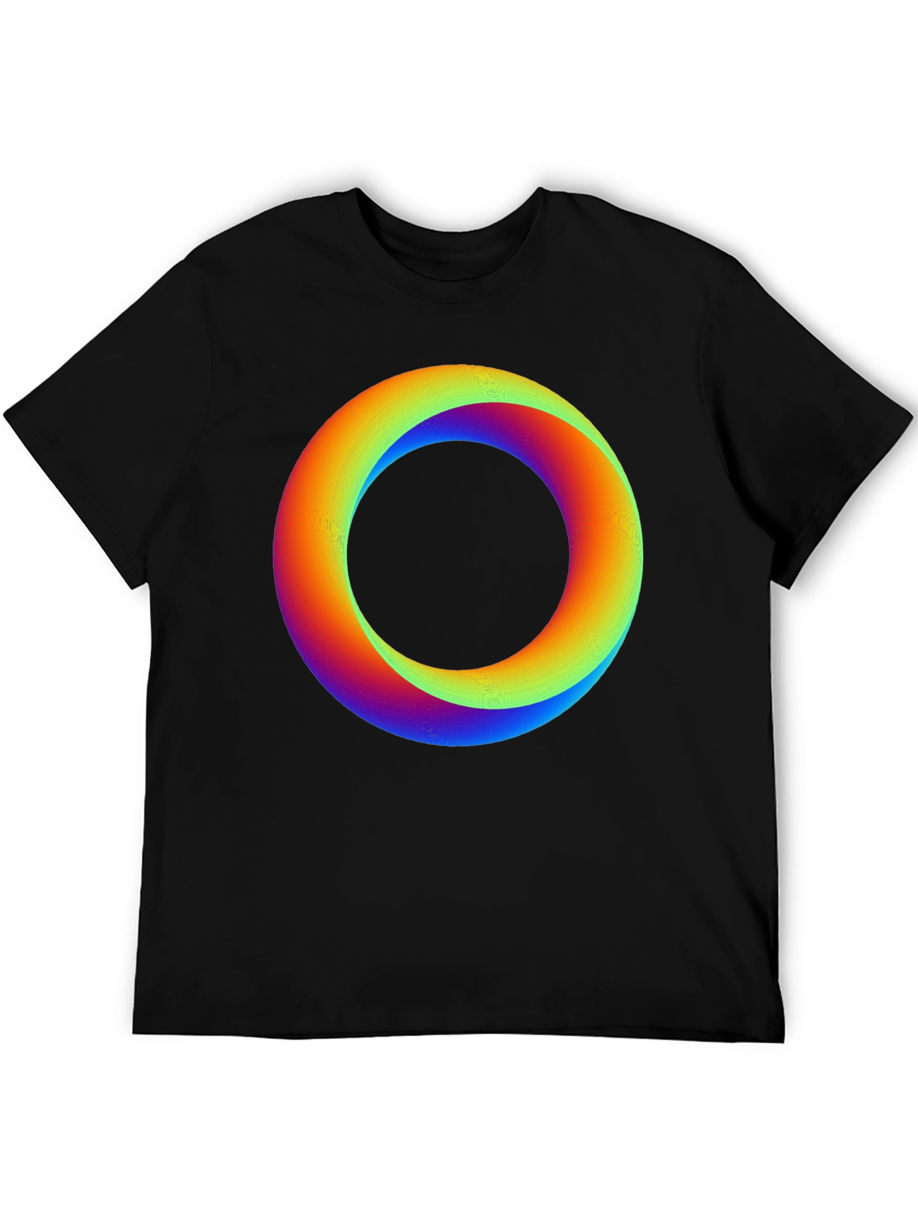 Rainbow Gradient Circle Graphic Black T-Shirt