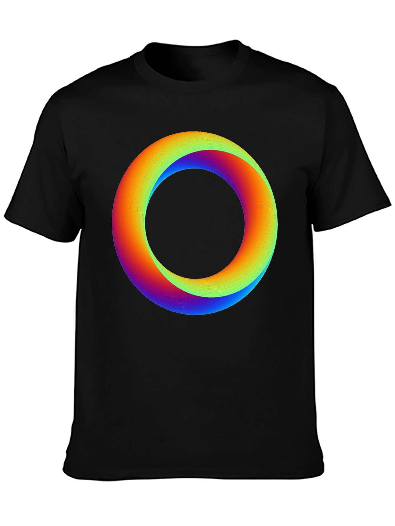 Rainbow Gradient Circle Graphic Black T-Shirt