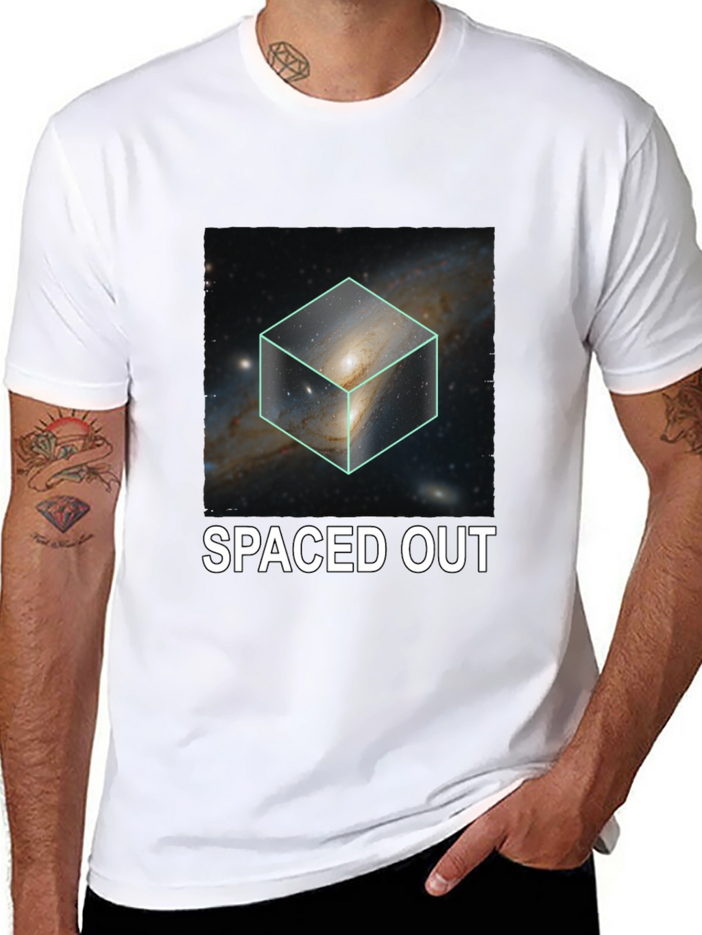 Spaced Out Galaxy Cube Graphic T-Shirt