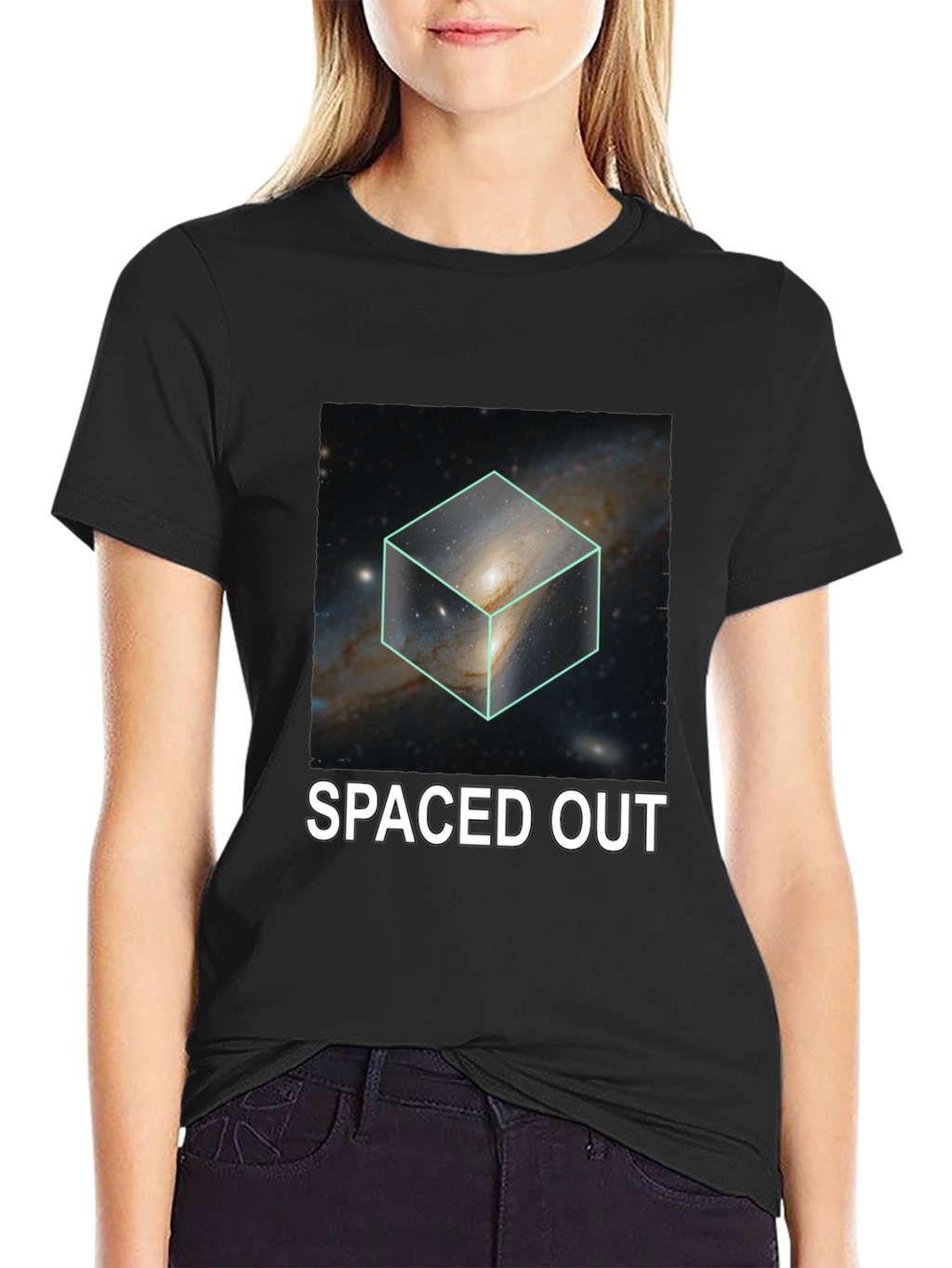 Spaced Out Galaxy Cube Graphic T-Shirt