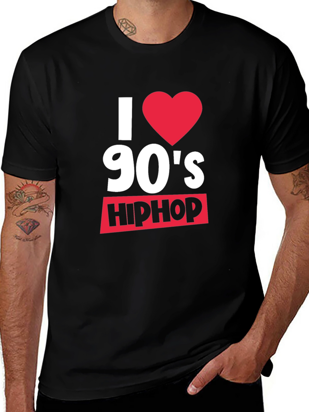 I Heart 90s Hip Hop Black T-Shirt