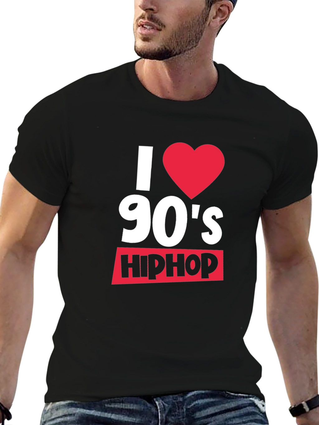 I Heart 90s Hip Hop Black T-Shirt
