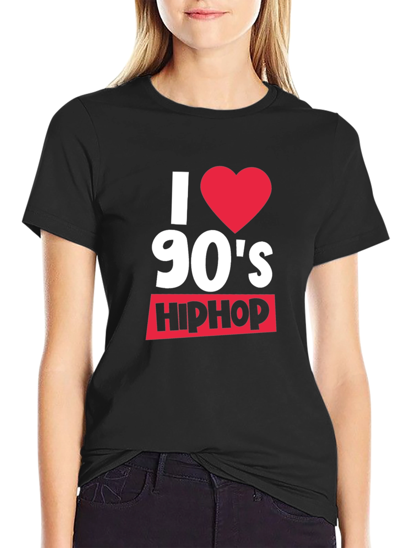I Heart 90s Hip Hop Black T-Shirt