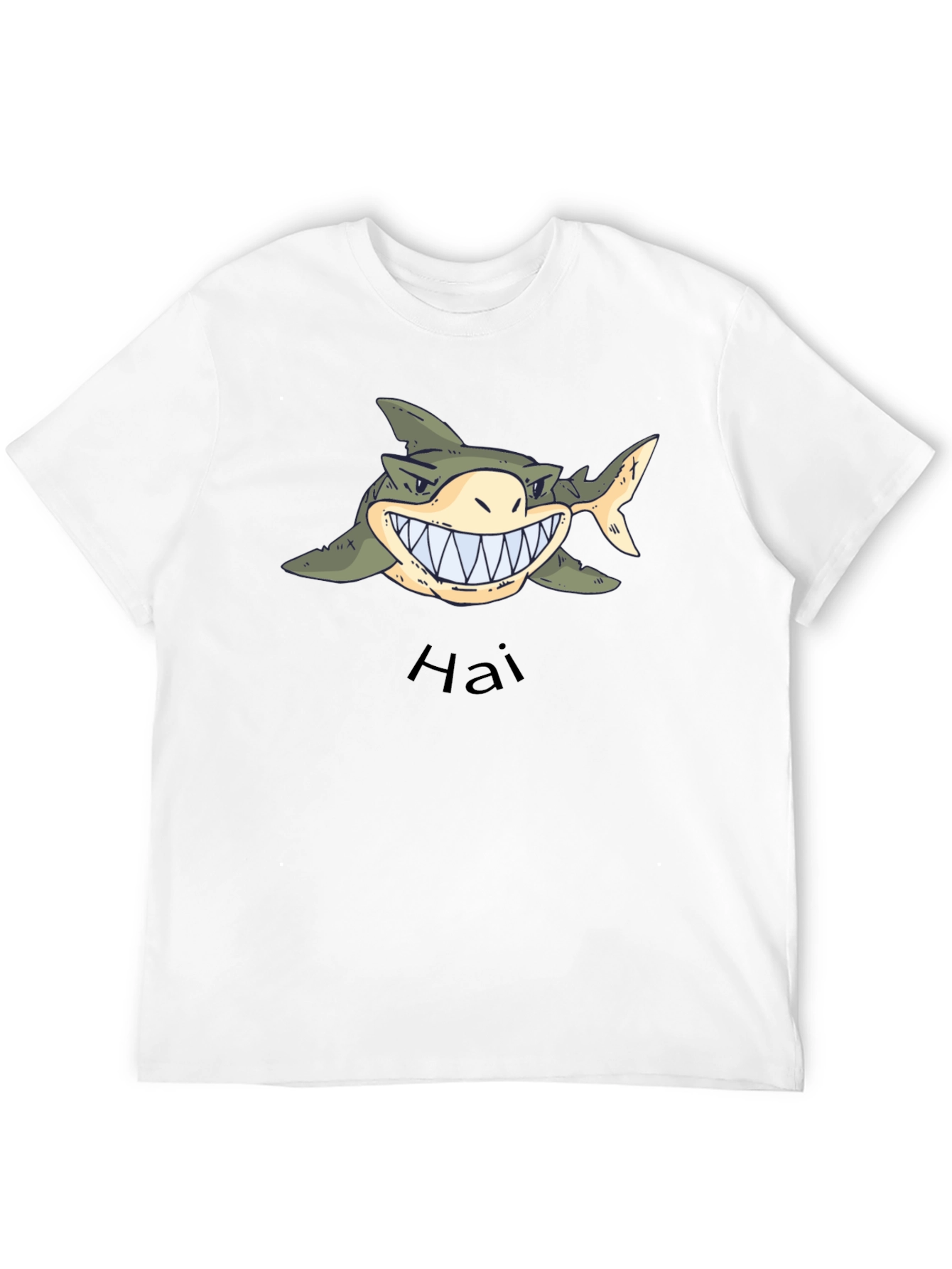 Mens Black Graphic Tee - Shark Hai Design