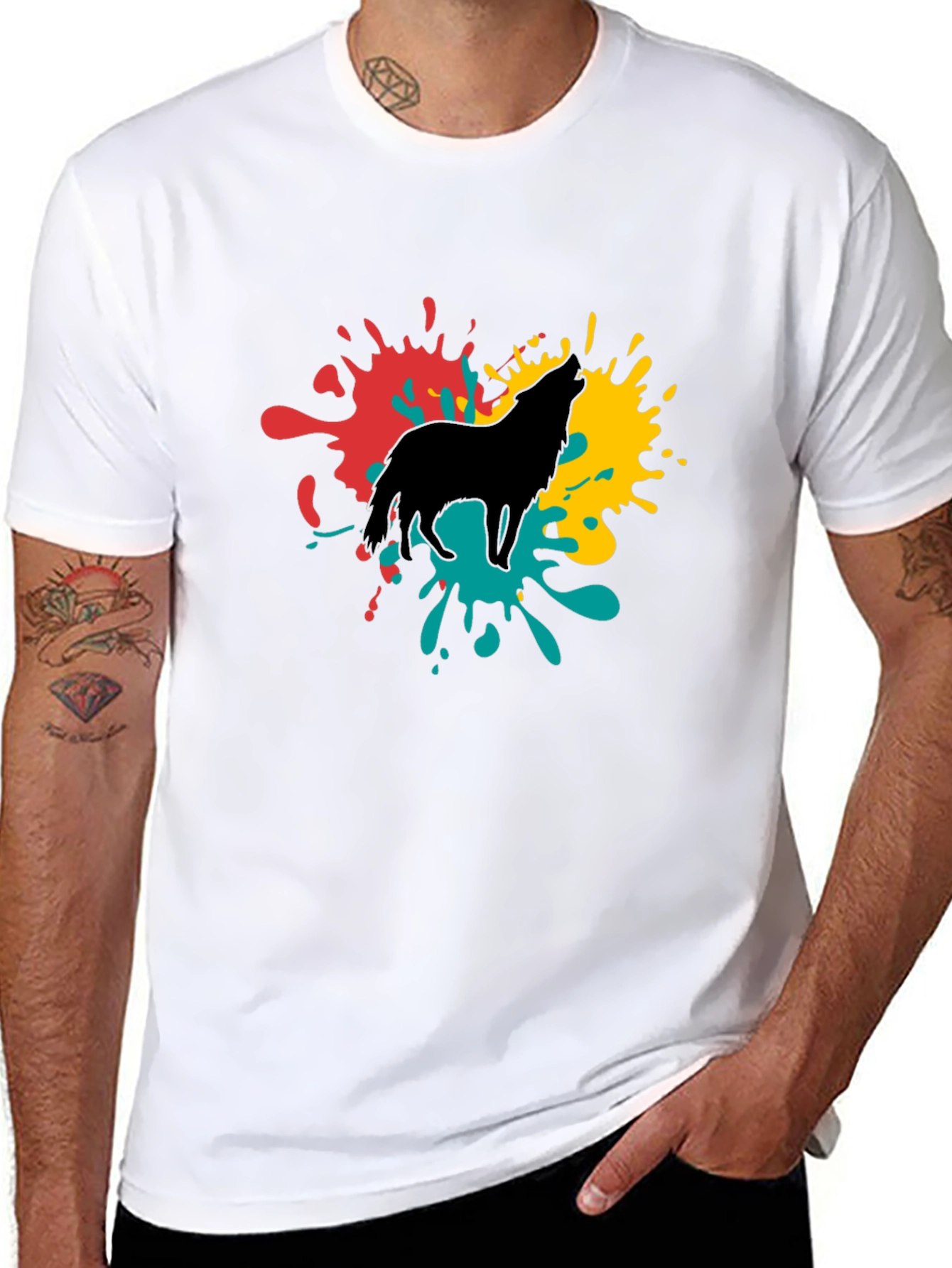 Wolf Splash Graphic Tee - Black