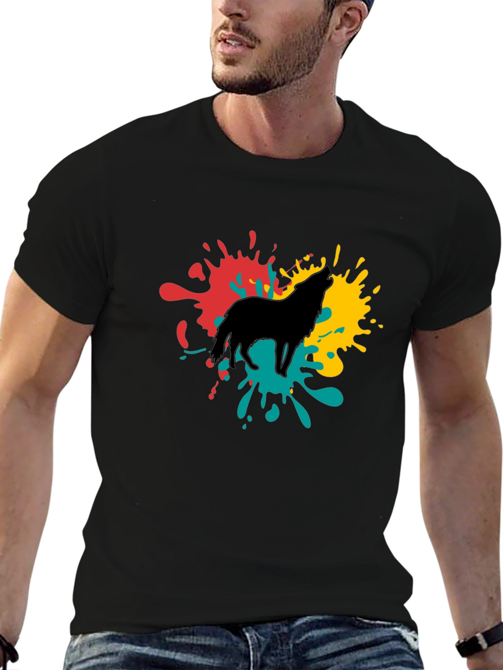 Wolf Splash Graphic Tee - Black