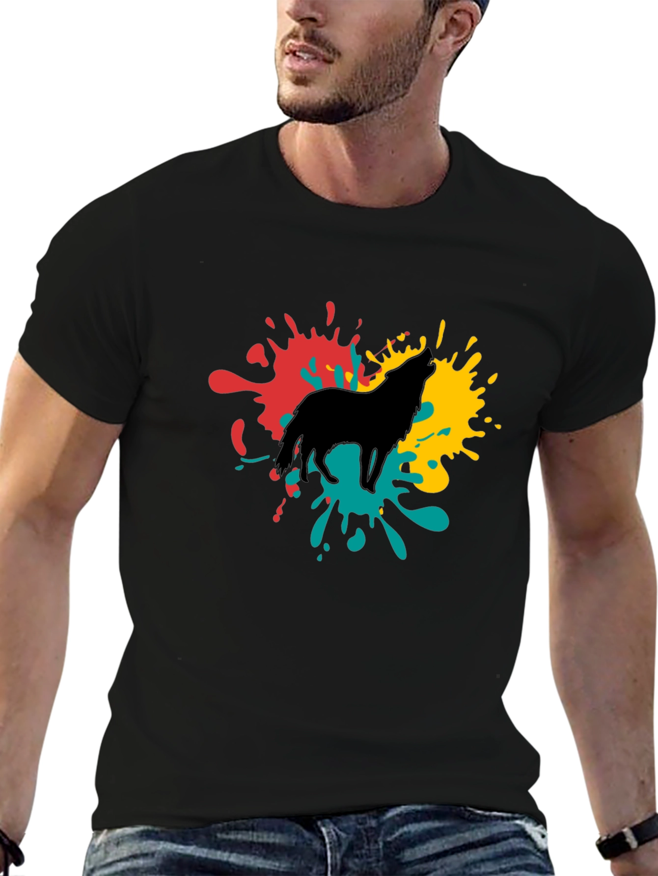 Wolf Splash Graphic Tee - Black