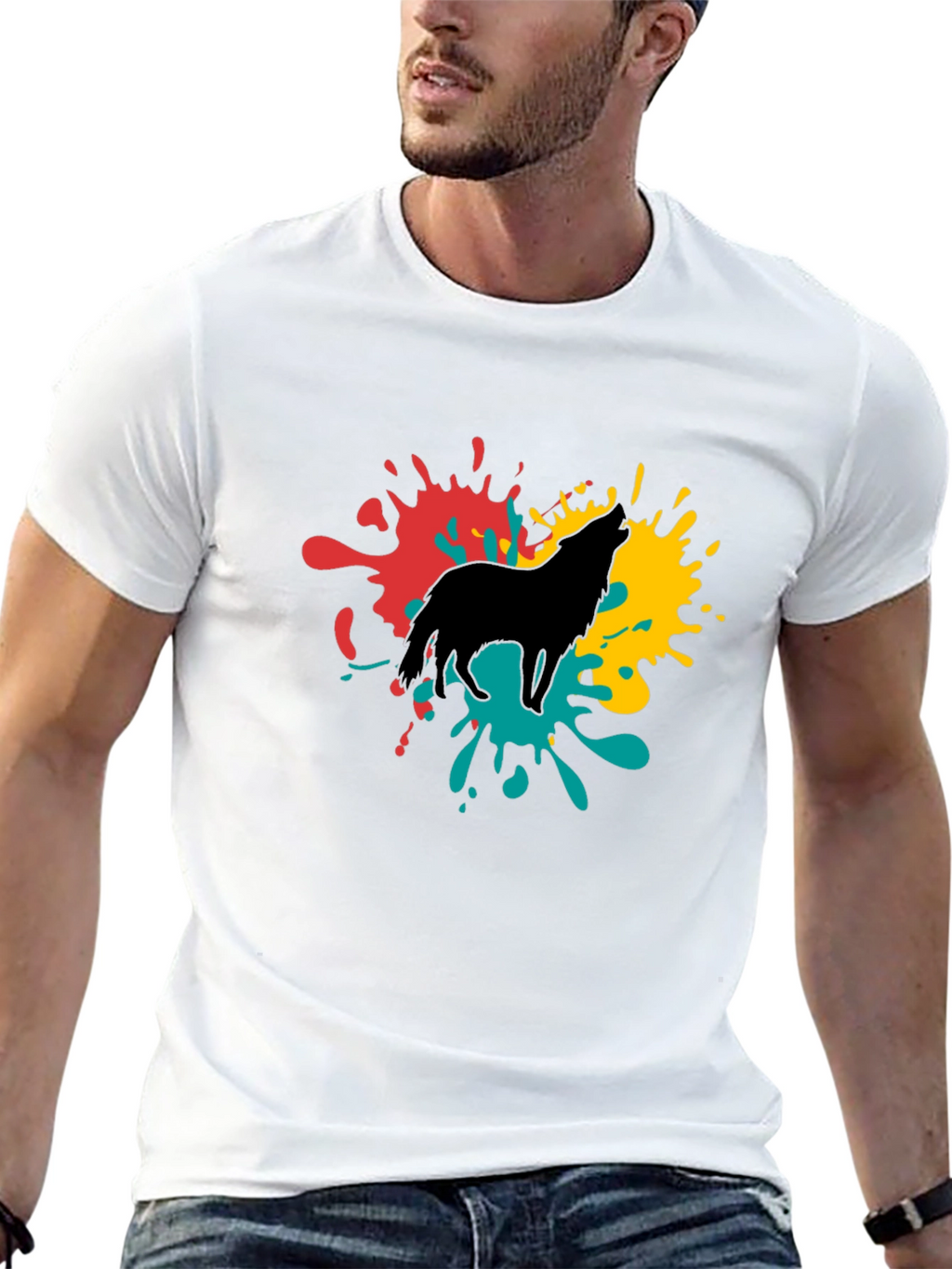 Wolf Splash Graphic Tee - Black