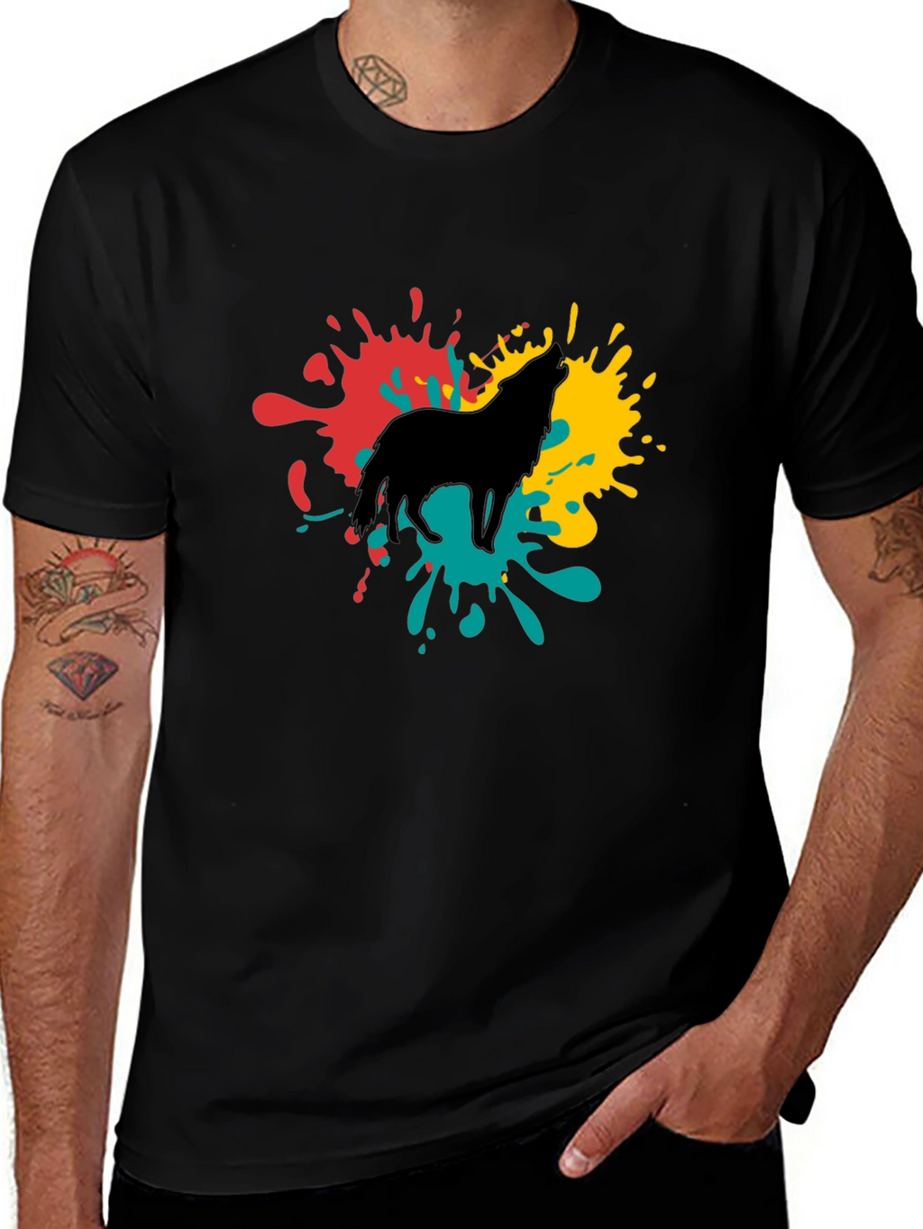 Wolf Splash Graphic Tee - Black