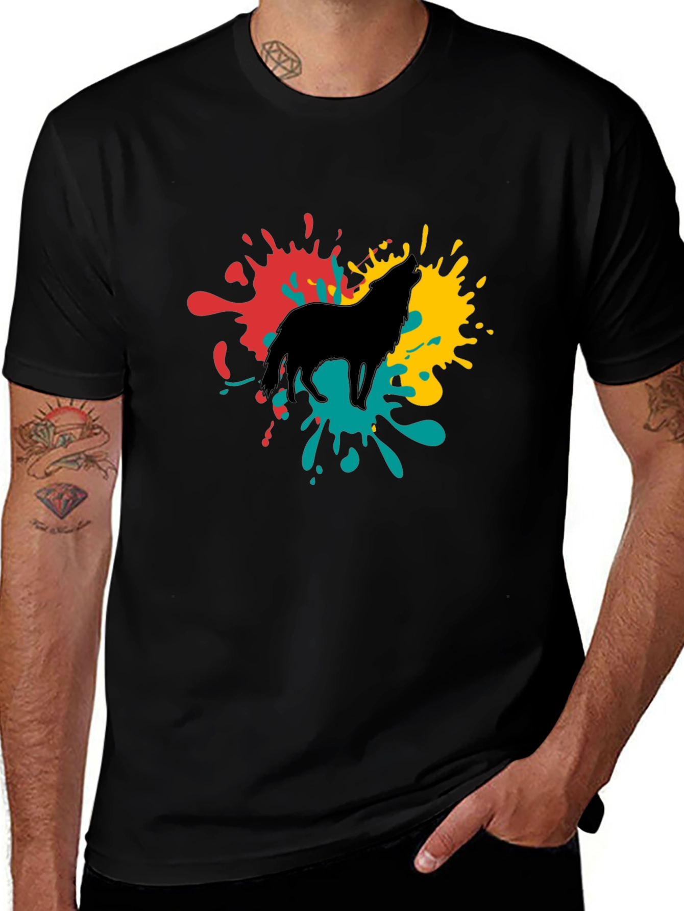 Wolf Splash Graphic Tee - Black