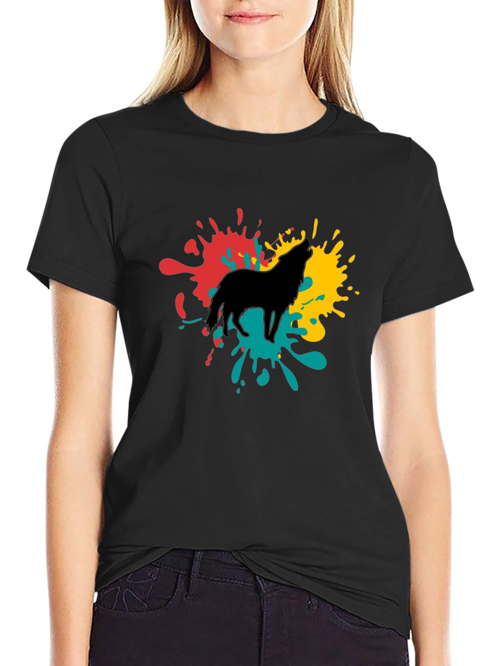 Wolf Splash Graphic Tee - Black