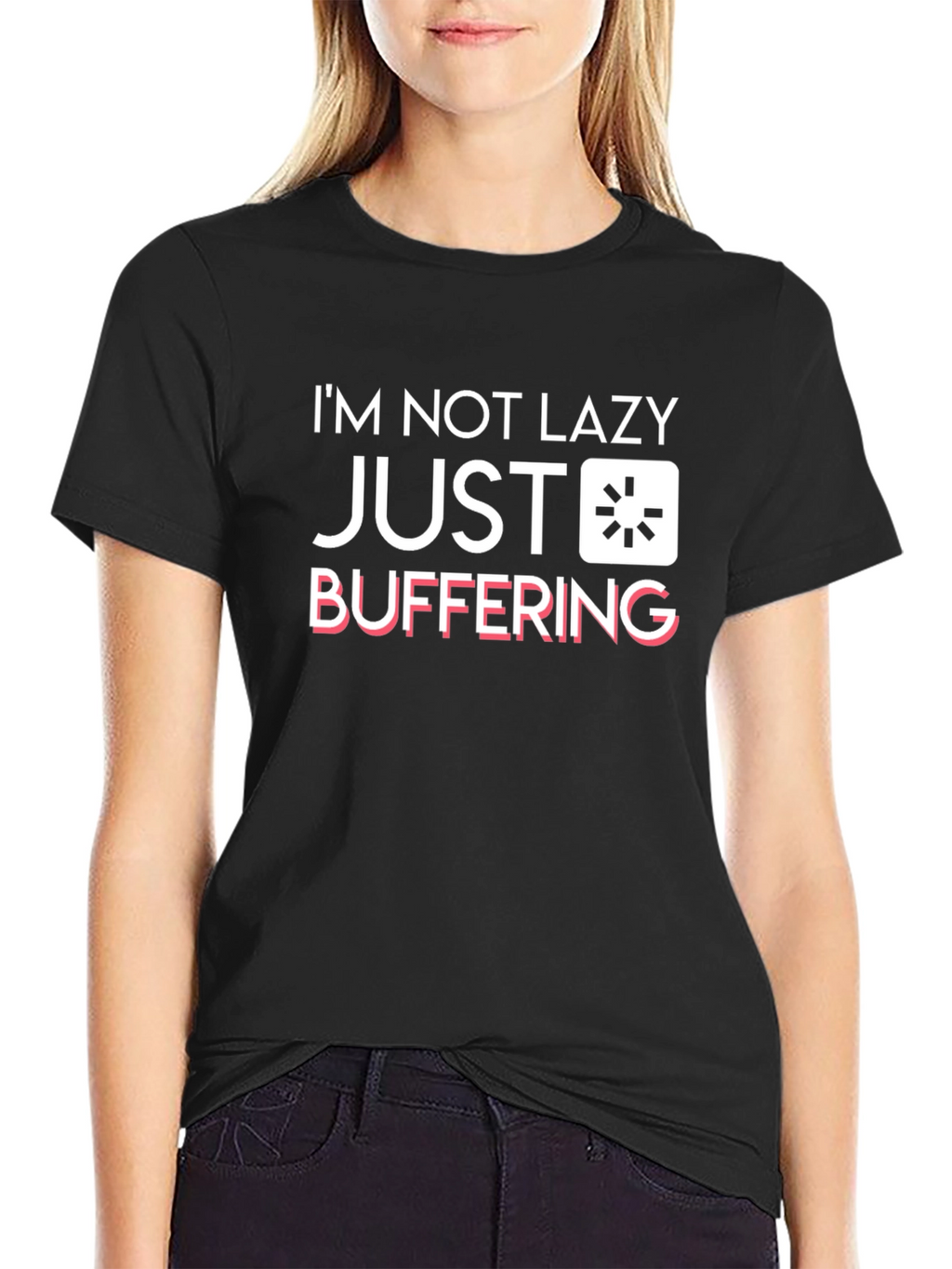 Im Not Lazy Just Buffering Black Graphic T-Shirt