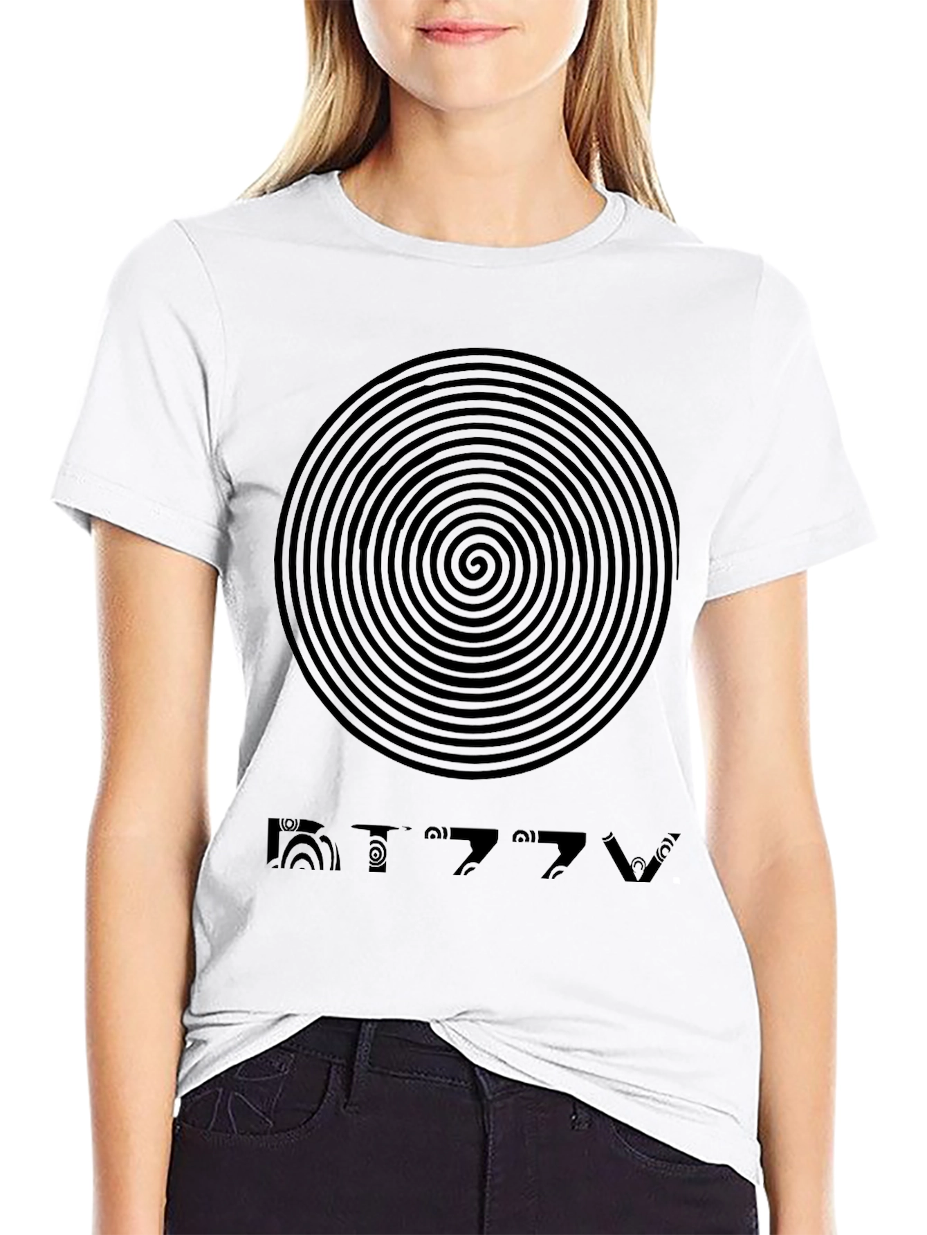 Dizzy Spiral Graphic Tee - Mens Black Cotton T-Shirt