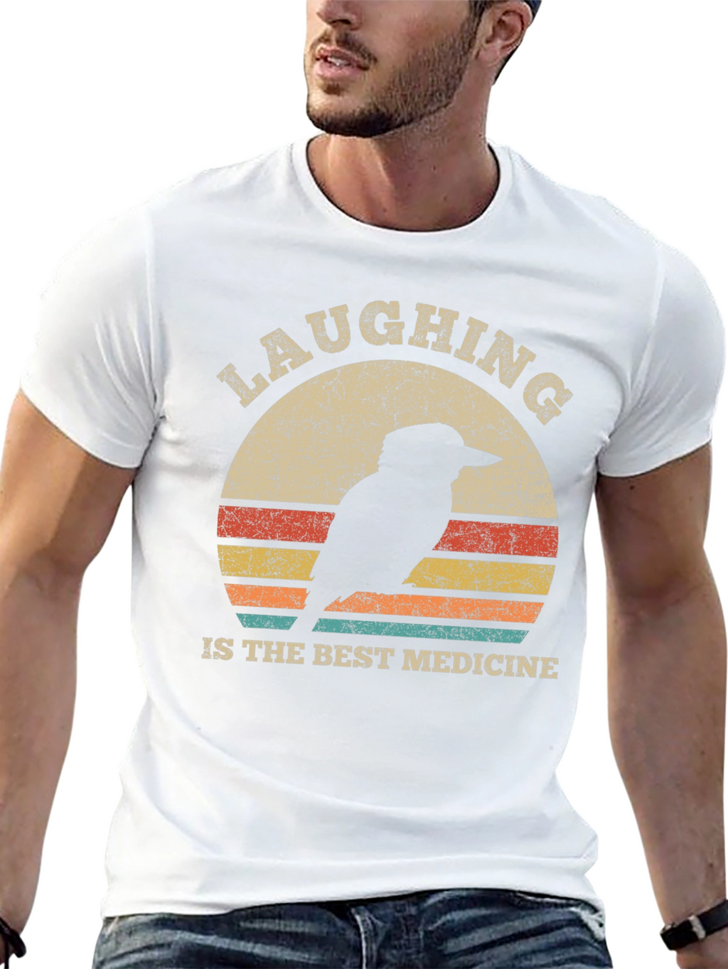 Laughing Bird Retro Graphic Tee - Unisex Cotton T-Shirt