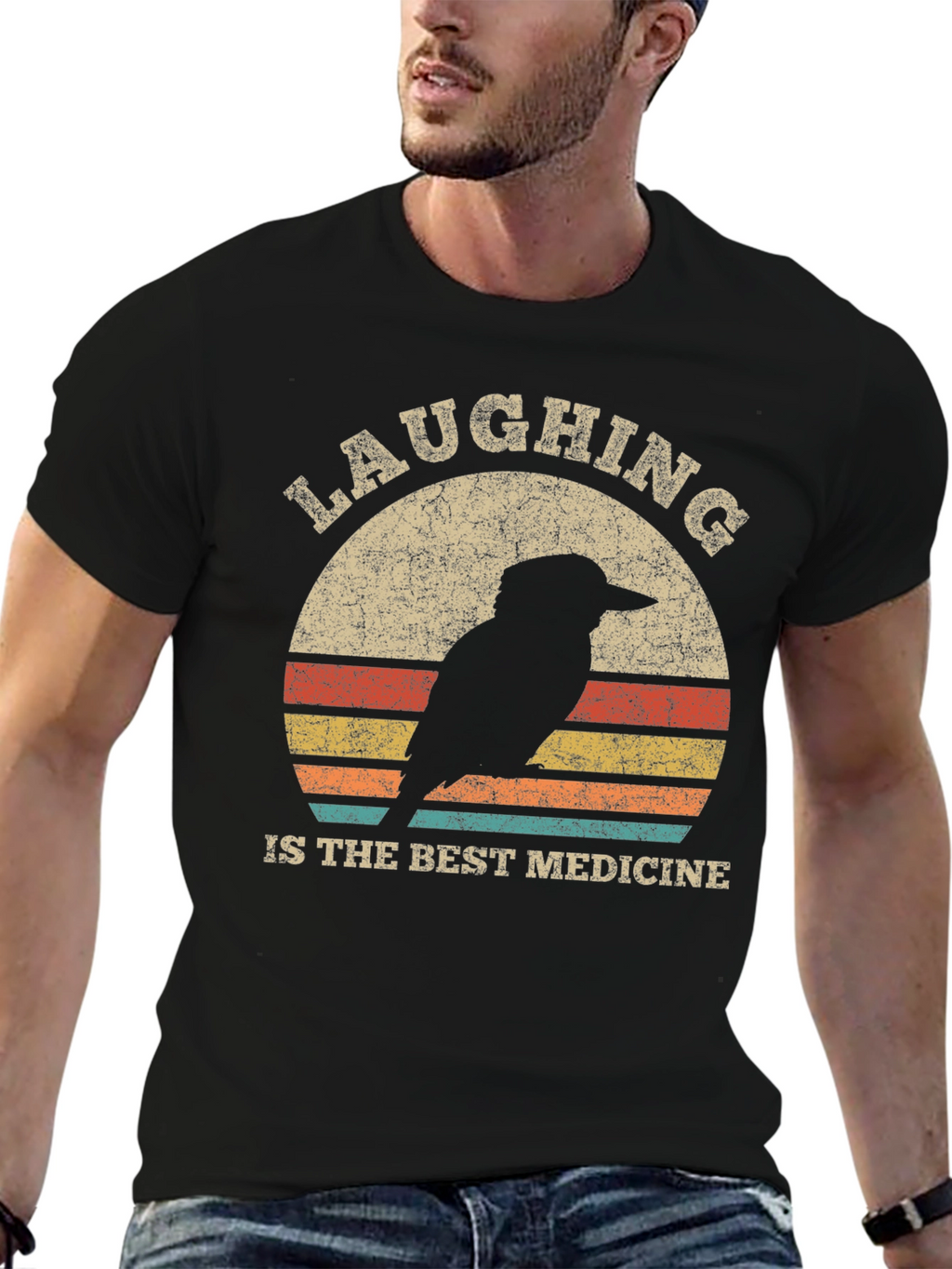 Laughing Bird Retro Graphic Tee - Unisex Cotton T-Shirt