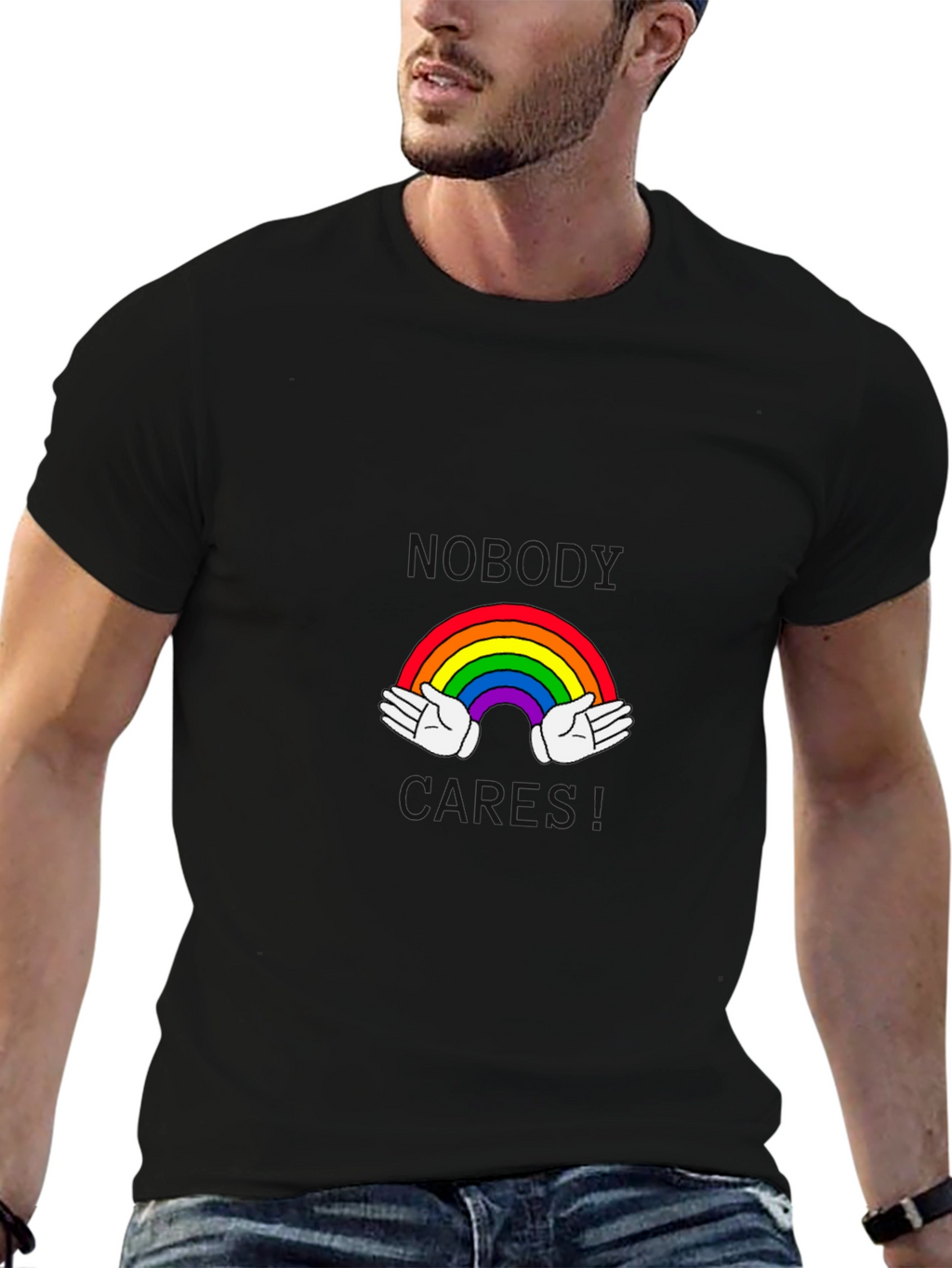 Rainbow Hands Black T-Shirt
