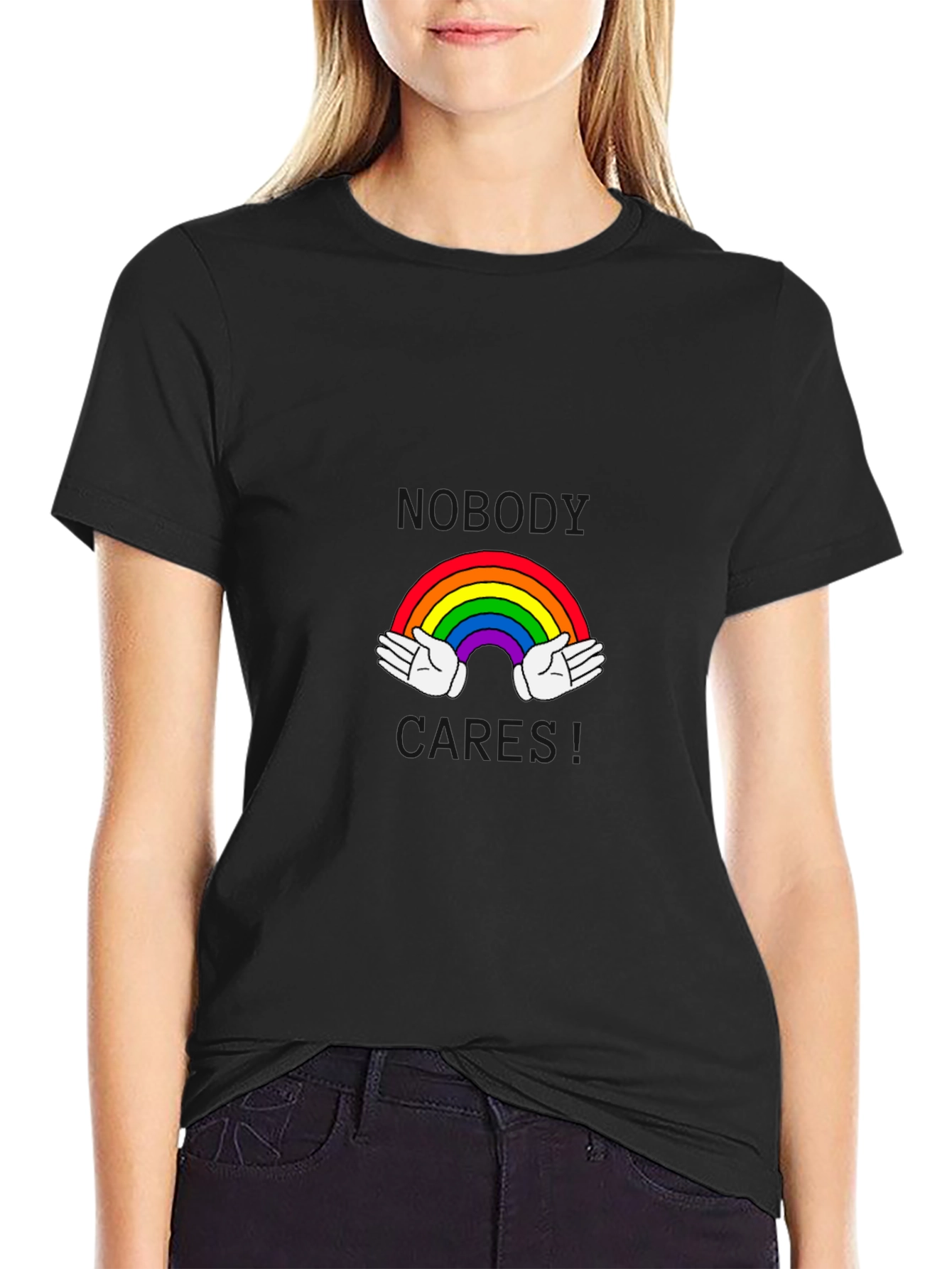 Rainbow Hands Black T-Shirt