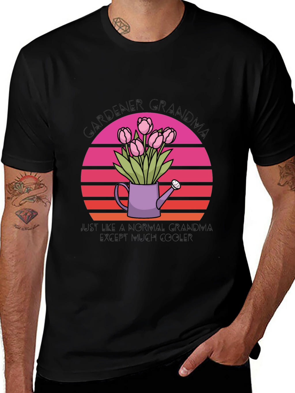 Gardener Grandma T-Shirt - Floral Watering Can Design
