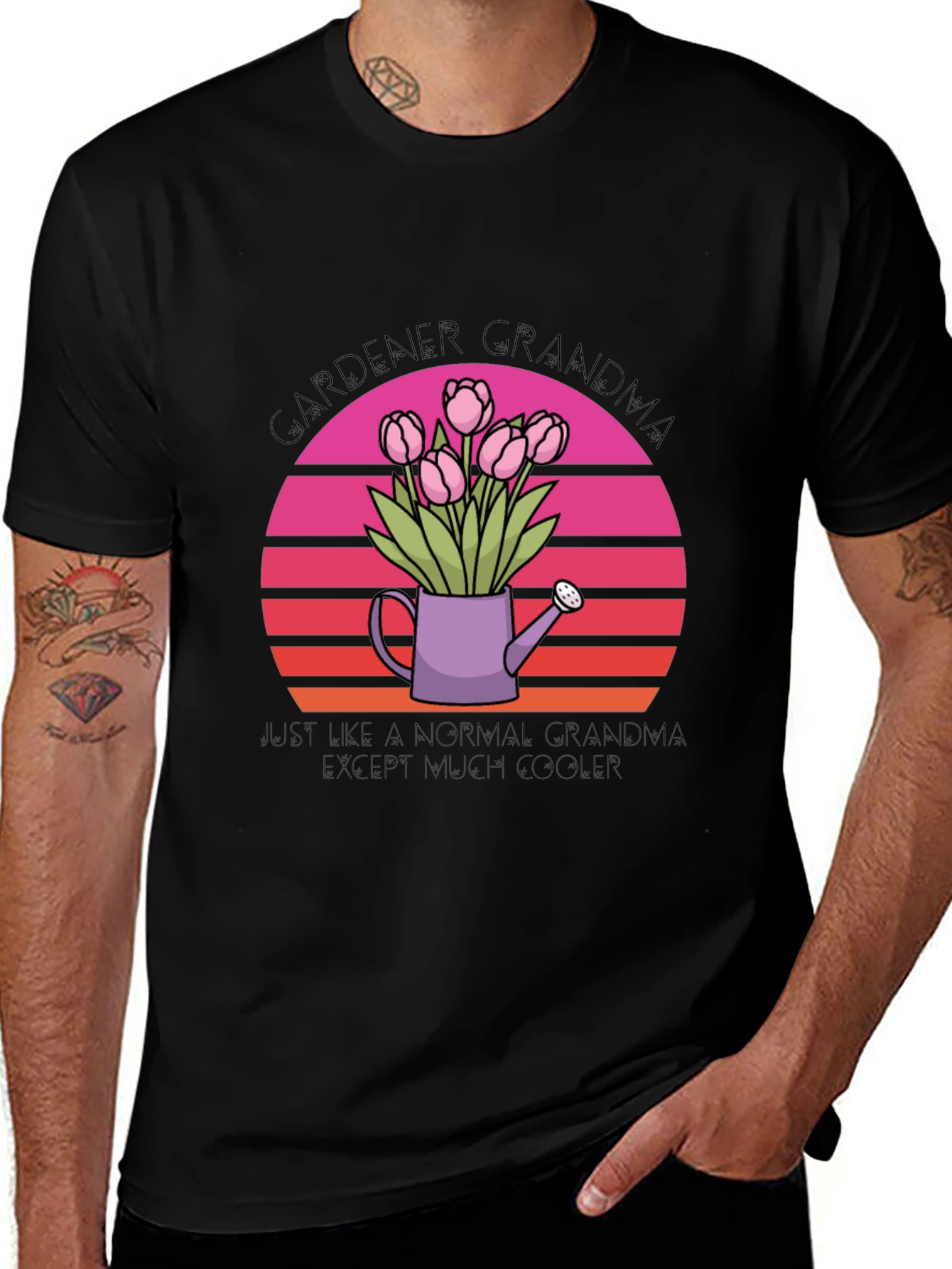 Gardener Grandma T-Shirt - Floral Watering Can Design