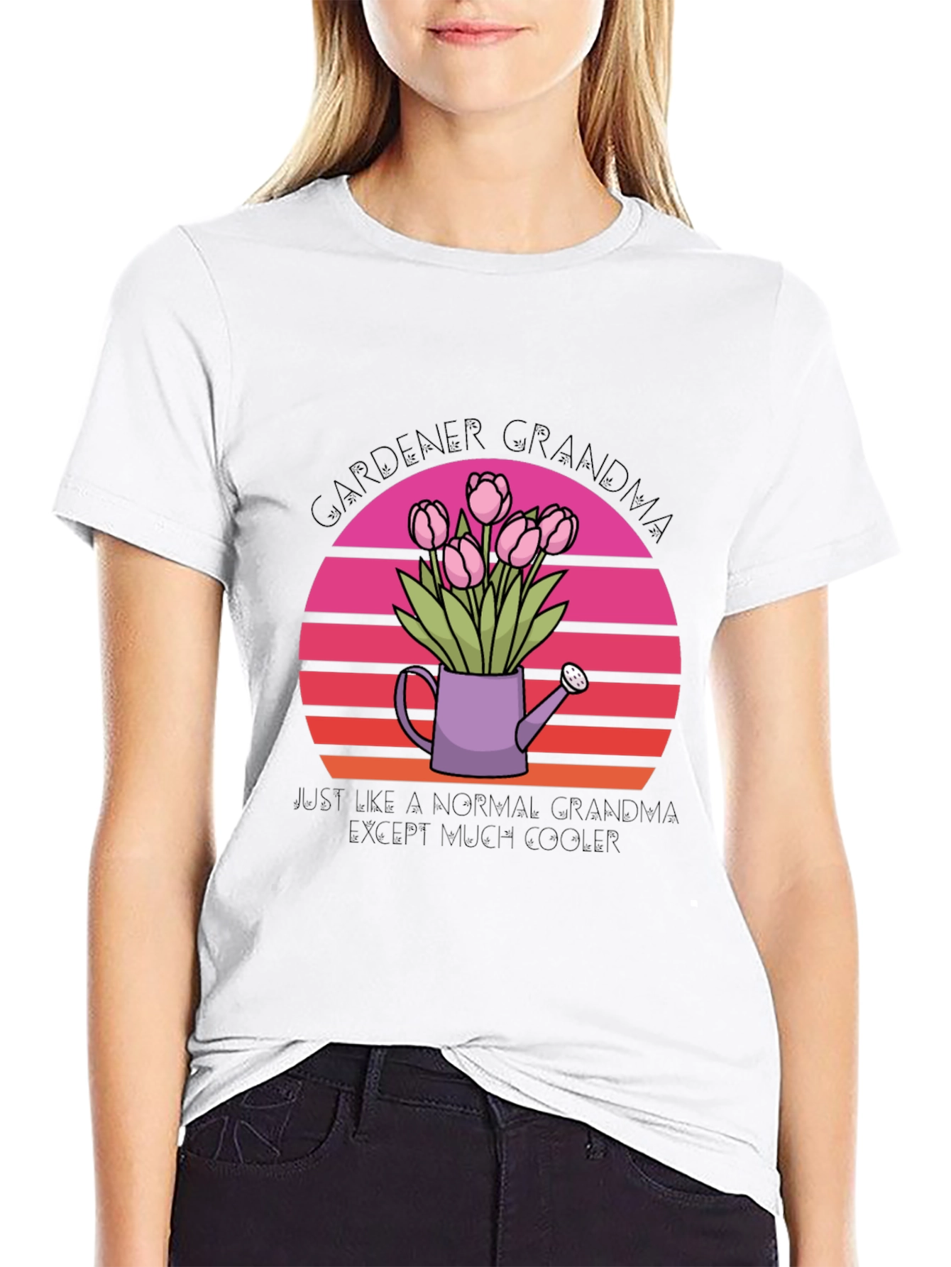 Gardener Grandma T-Shirt - Floral Watering Can Design