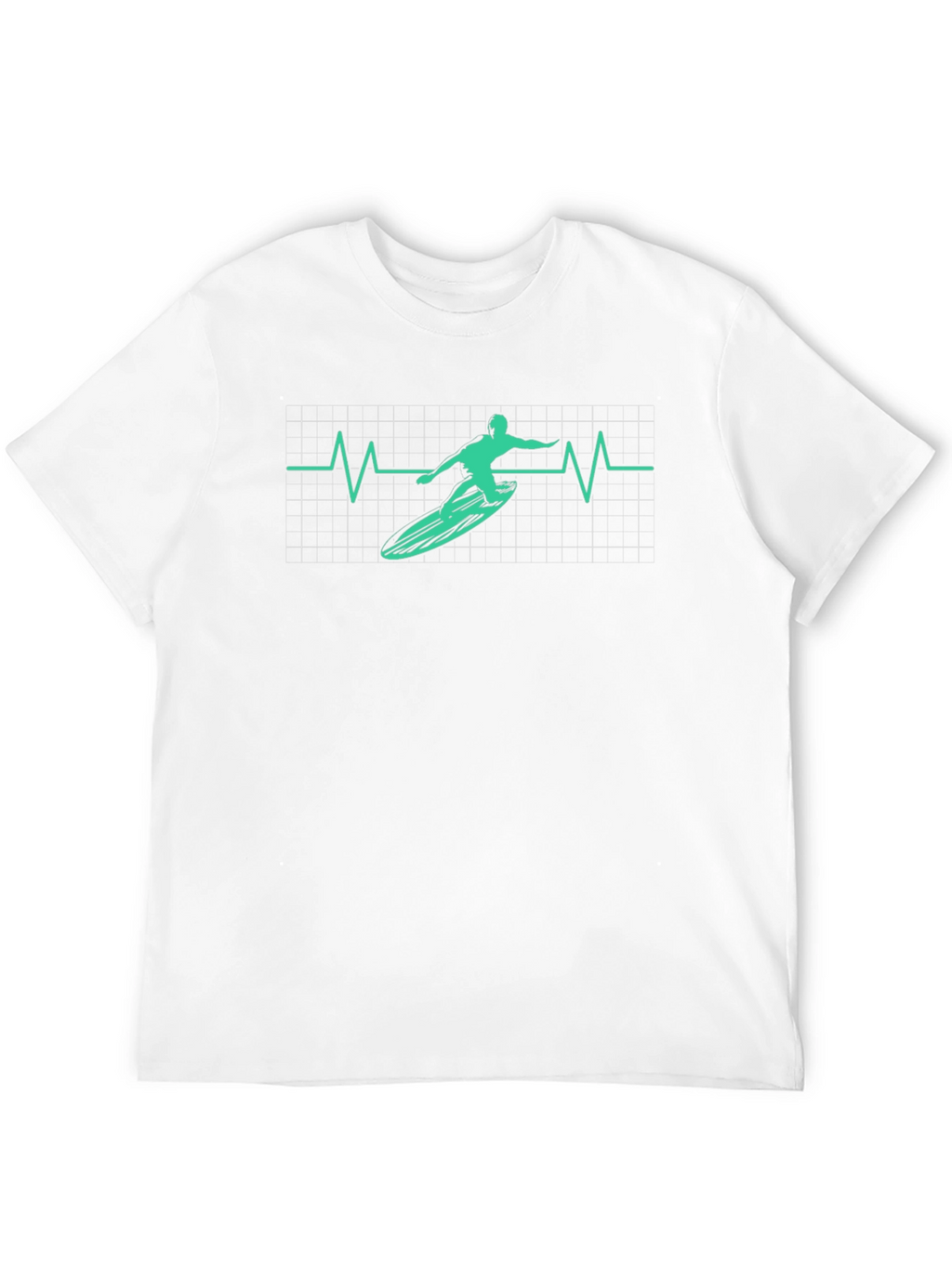 Surfing Heartbeat Graphic Tee - Black Cotton T-Shirt