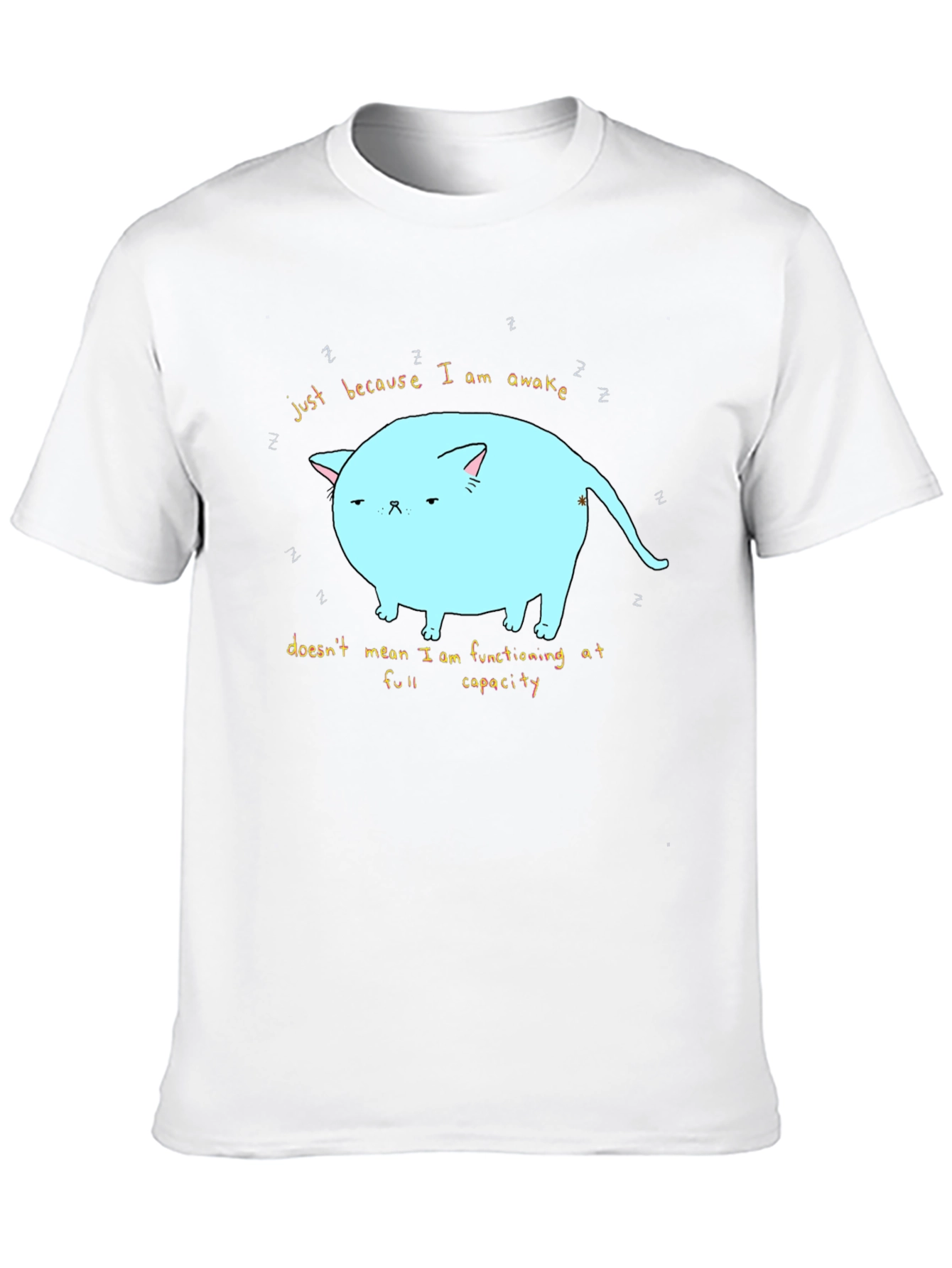 Just Awake Cat T-Shirt - Funny Lazy Cat Tee