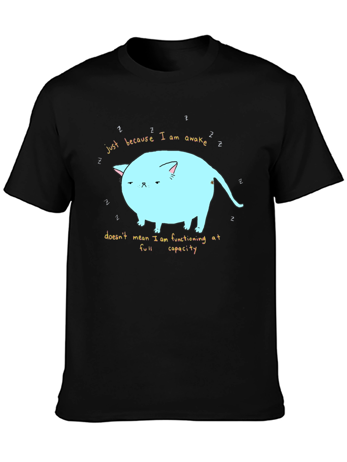 Just Awake Cat T-Shirt - Funny Lazy Cat Tee