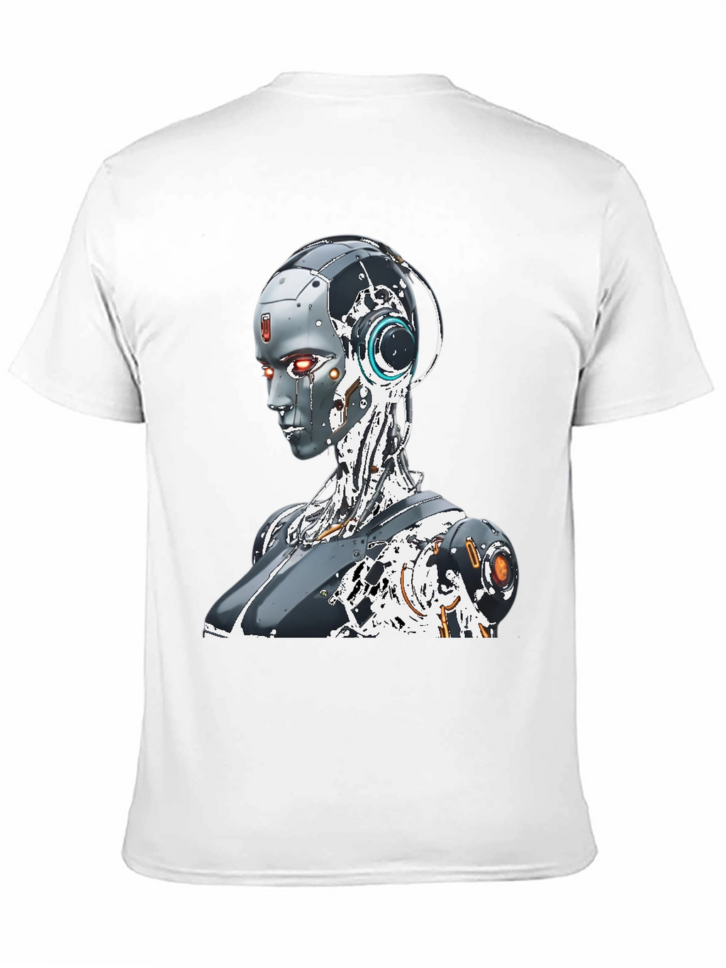 Cyberpunk Robot Graphic Tee - Black Cotton Shirt