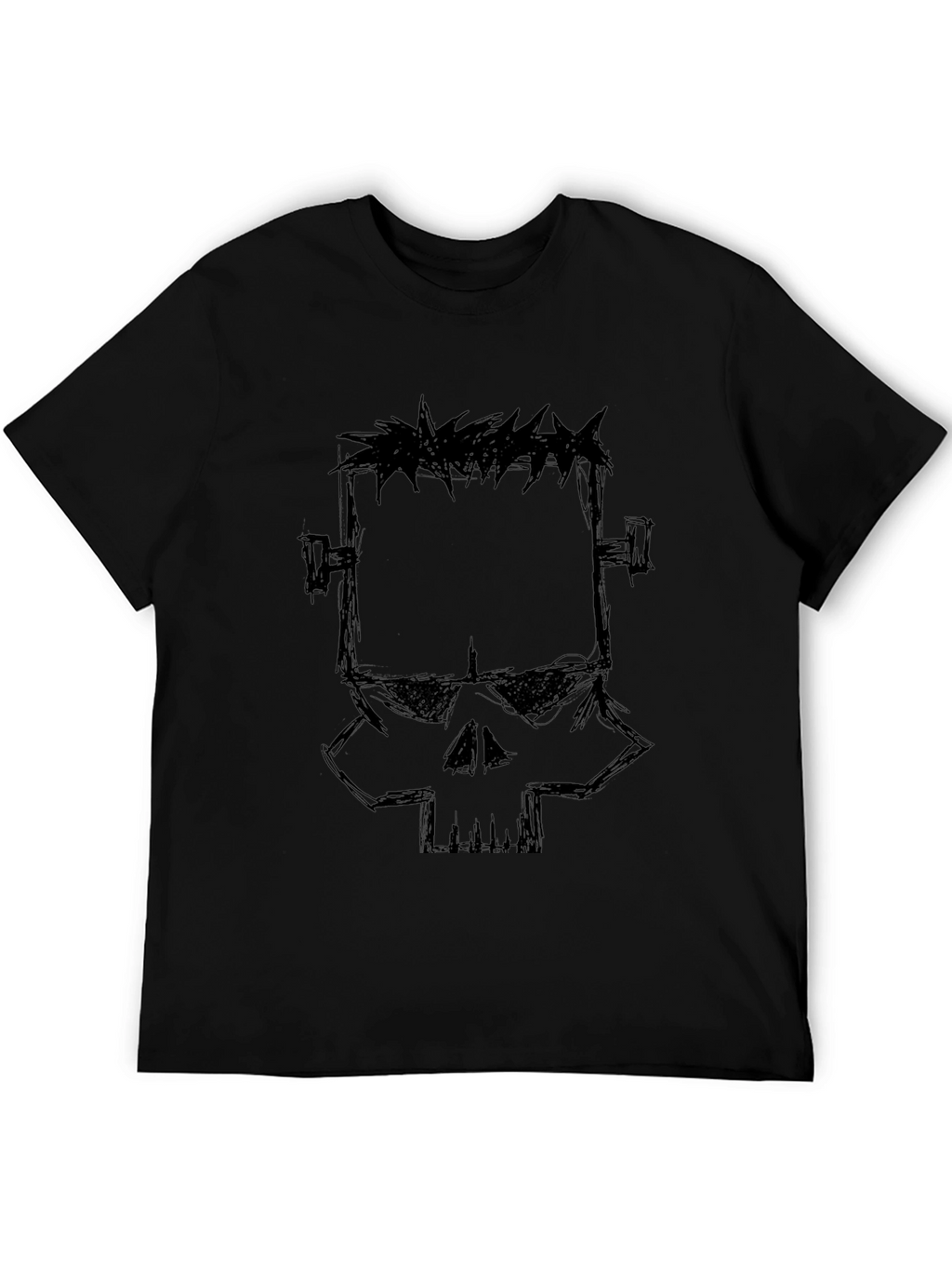 Frankenstein Skull Graphic Black T-Shirt
