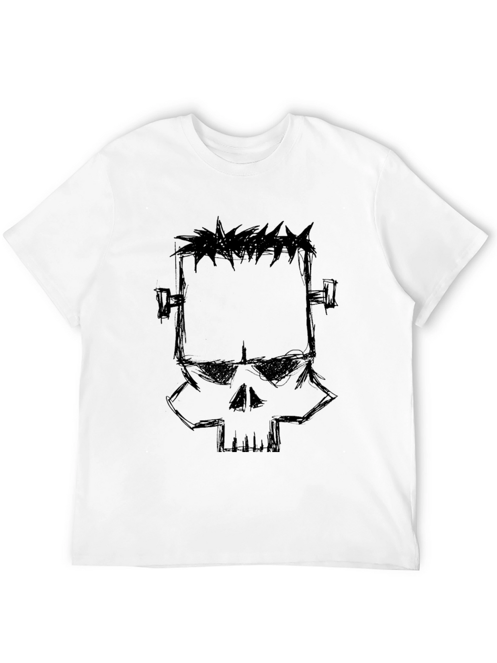 Frankenstein Skull Graphic Black T-Shirt