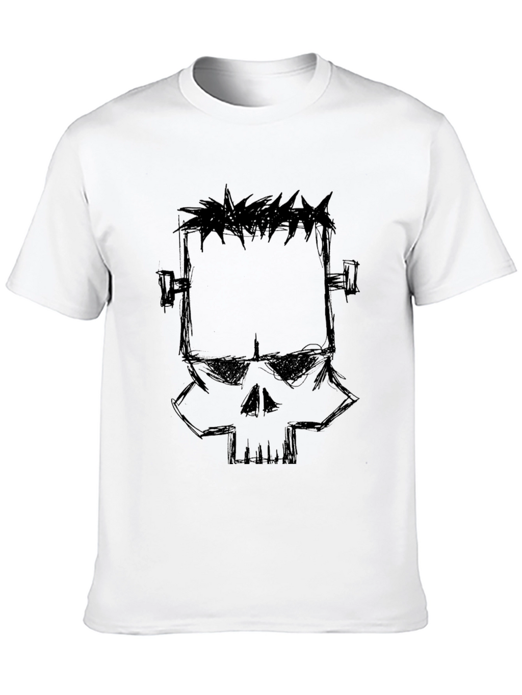 Frankenstein Skull Graphic Black T-Shirt