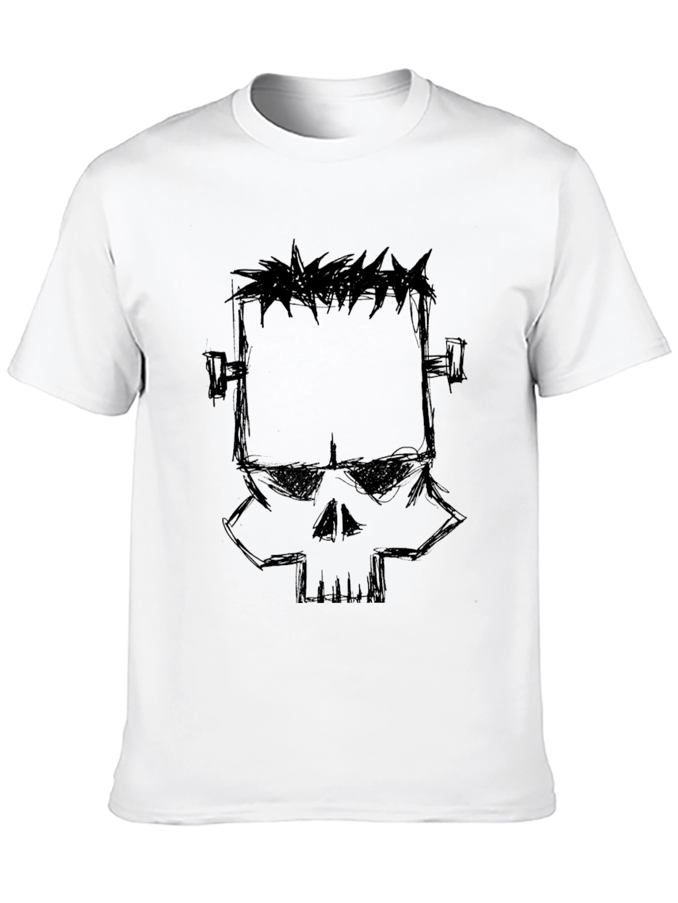 Frankenstein Skull Graphic Black T-Shirt