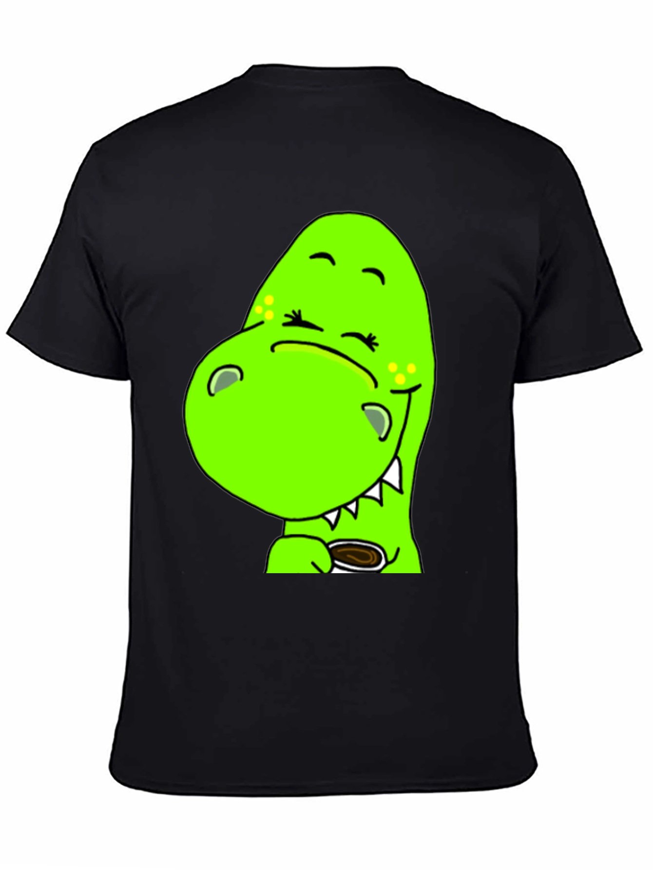 Cute Green Dino T-Shirt - Coffee Lover