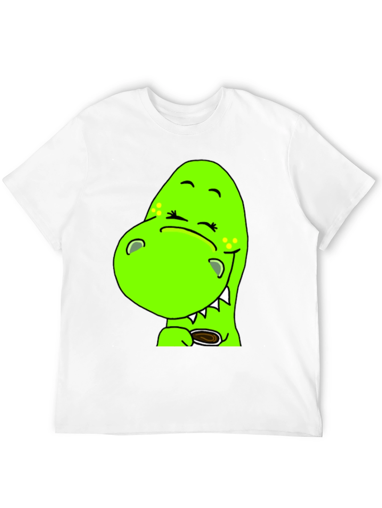 Cute Green Dino T-Shirt - Coffee Lover