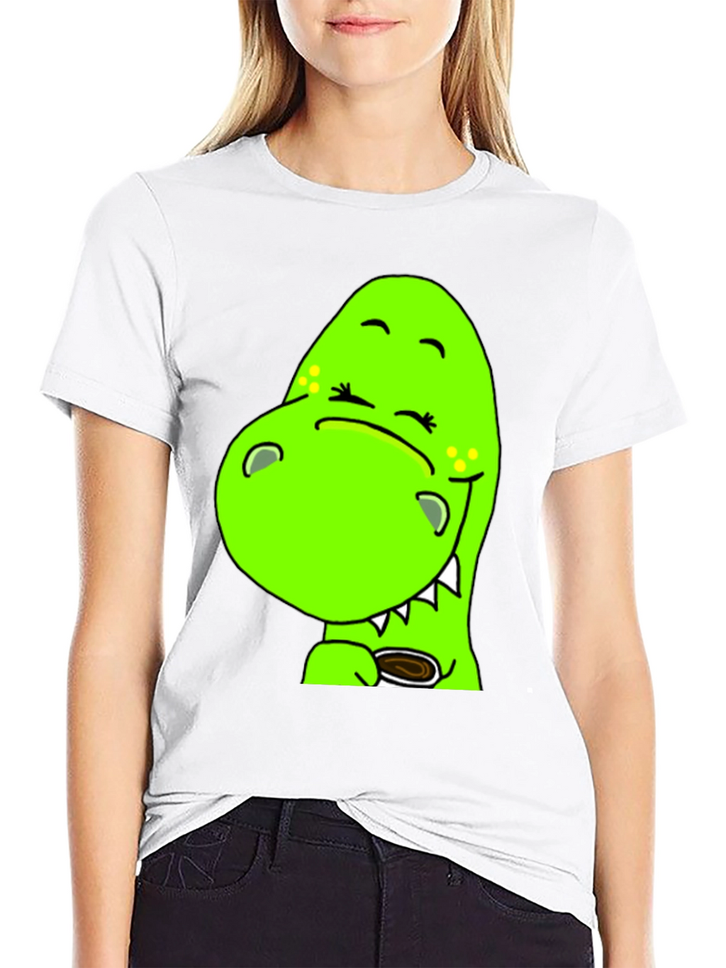 Cute Green Dino T-Shirt - Coffee Lover
