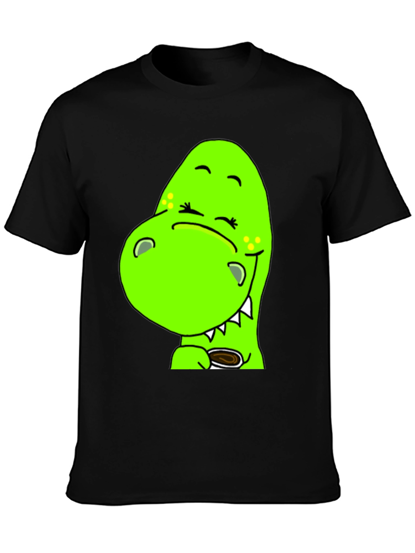 Cute Green Dino T-Shirt - Coffee Lover